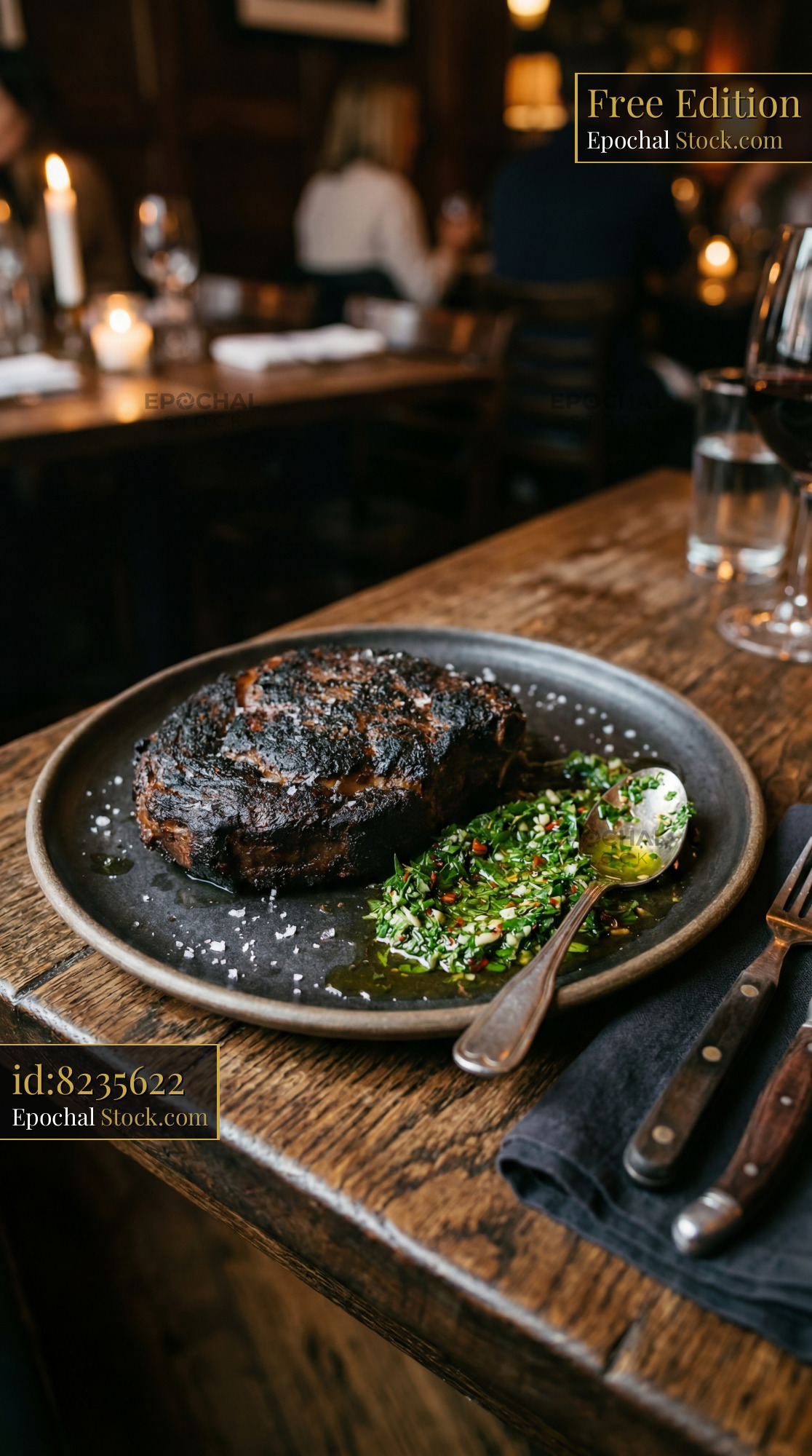 Premium Steak with Herb Salad Fine Dining - stock photo