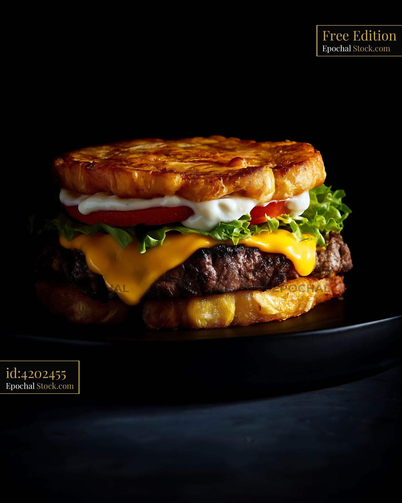 Gourmet Cheeseburger on Toasted Brioche - stock photo