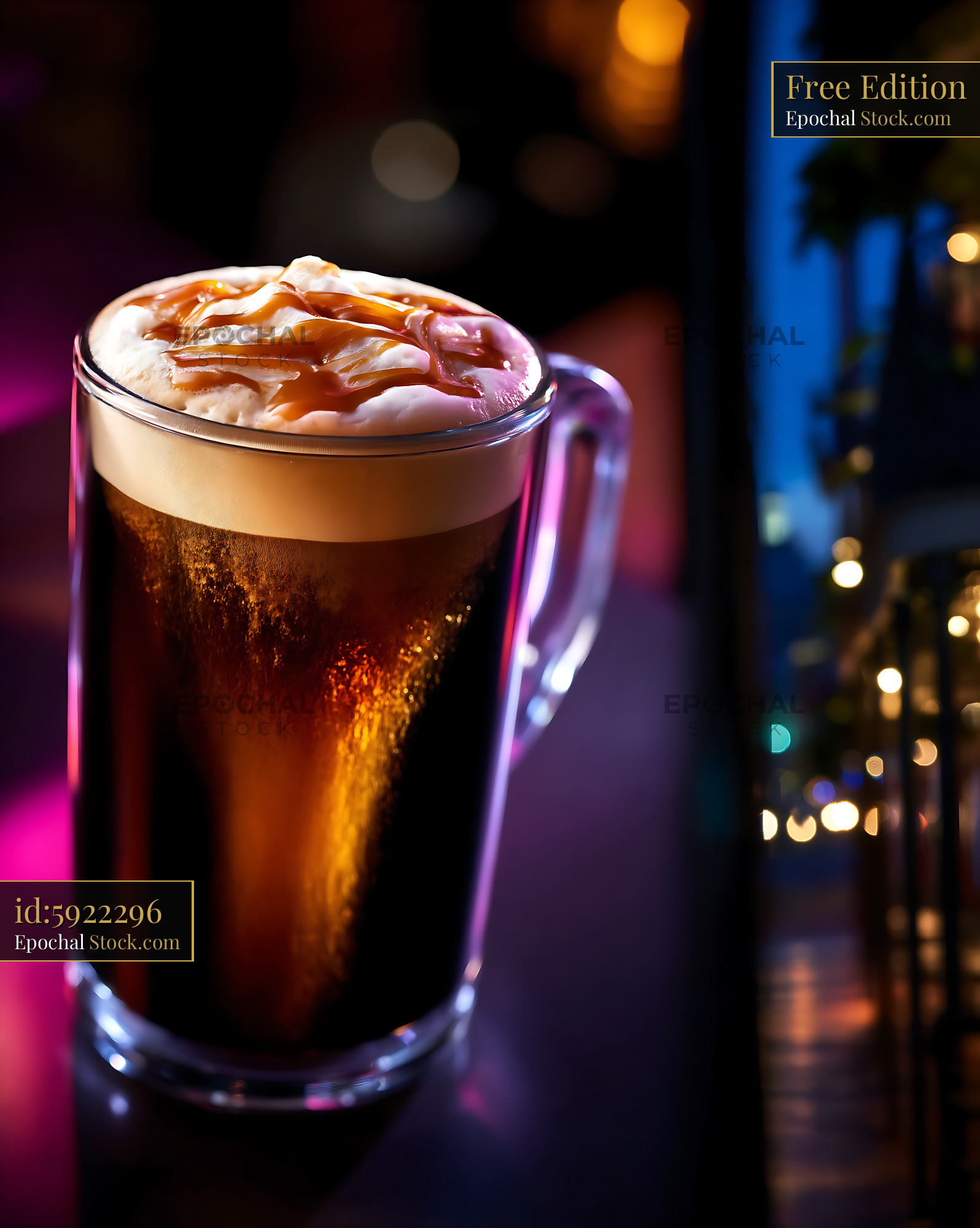 Nitro Caramel Coffee Topped with Foam - stock photo
