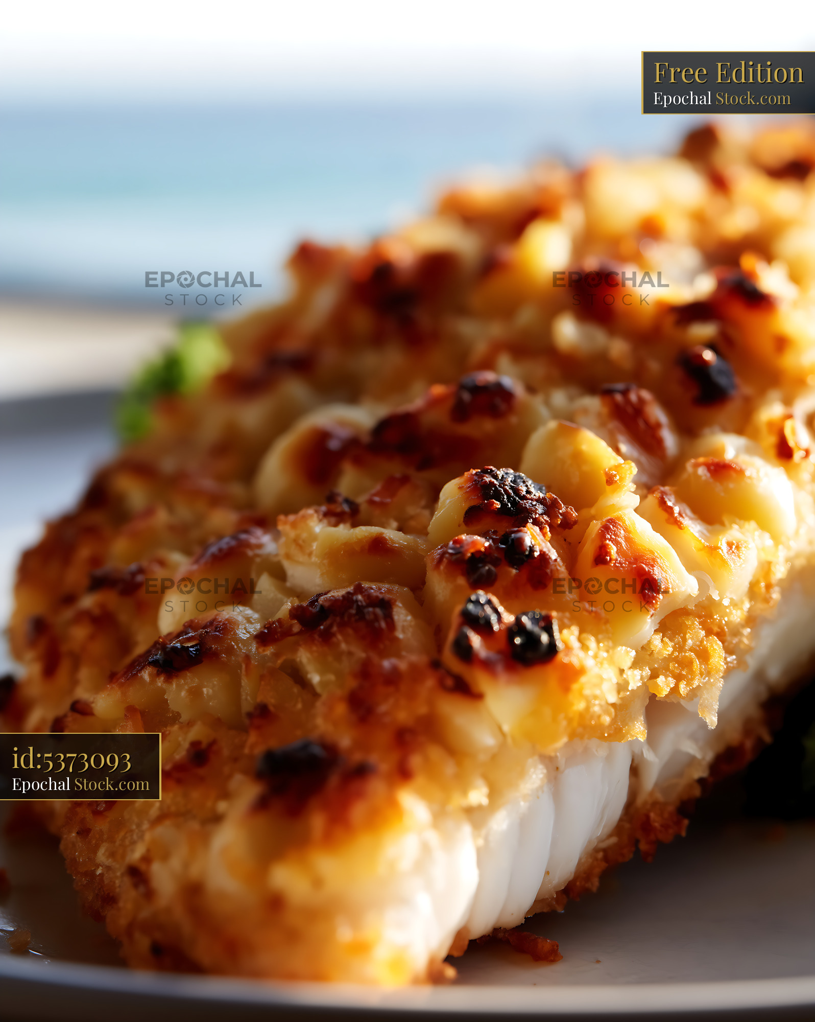 Macadamia Crusted Fish Coastal Dining - stock photo
