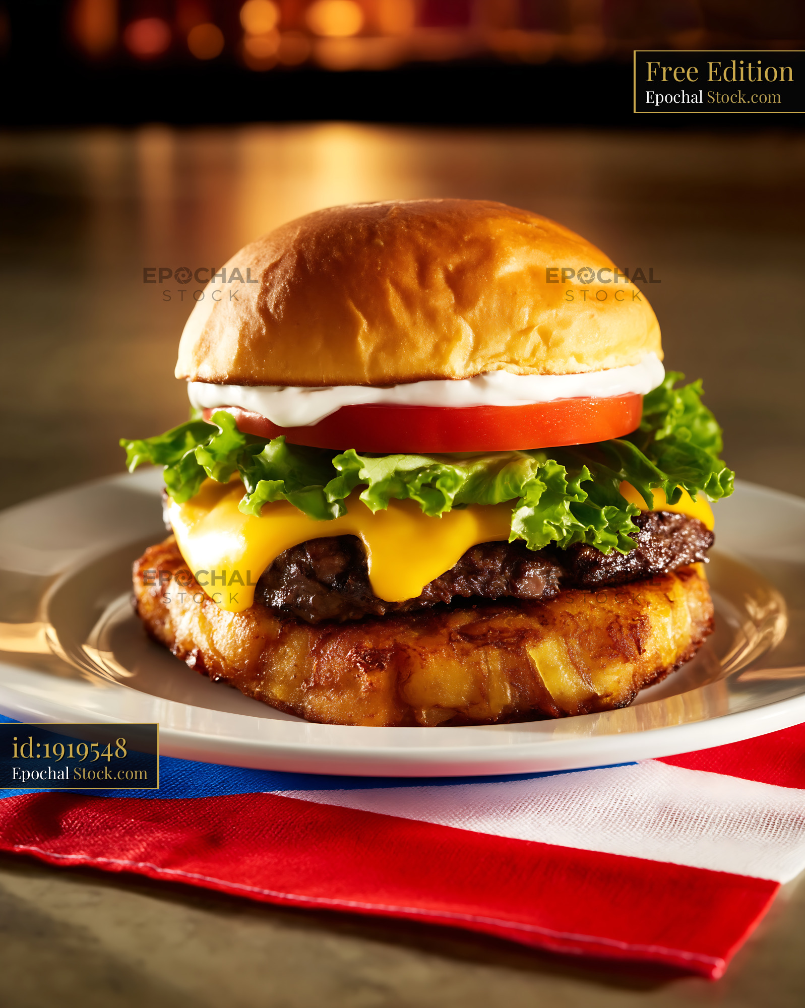 Gourmet Burger on Crispy Potato Hash Brown - stock photo