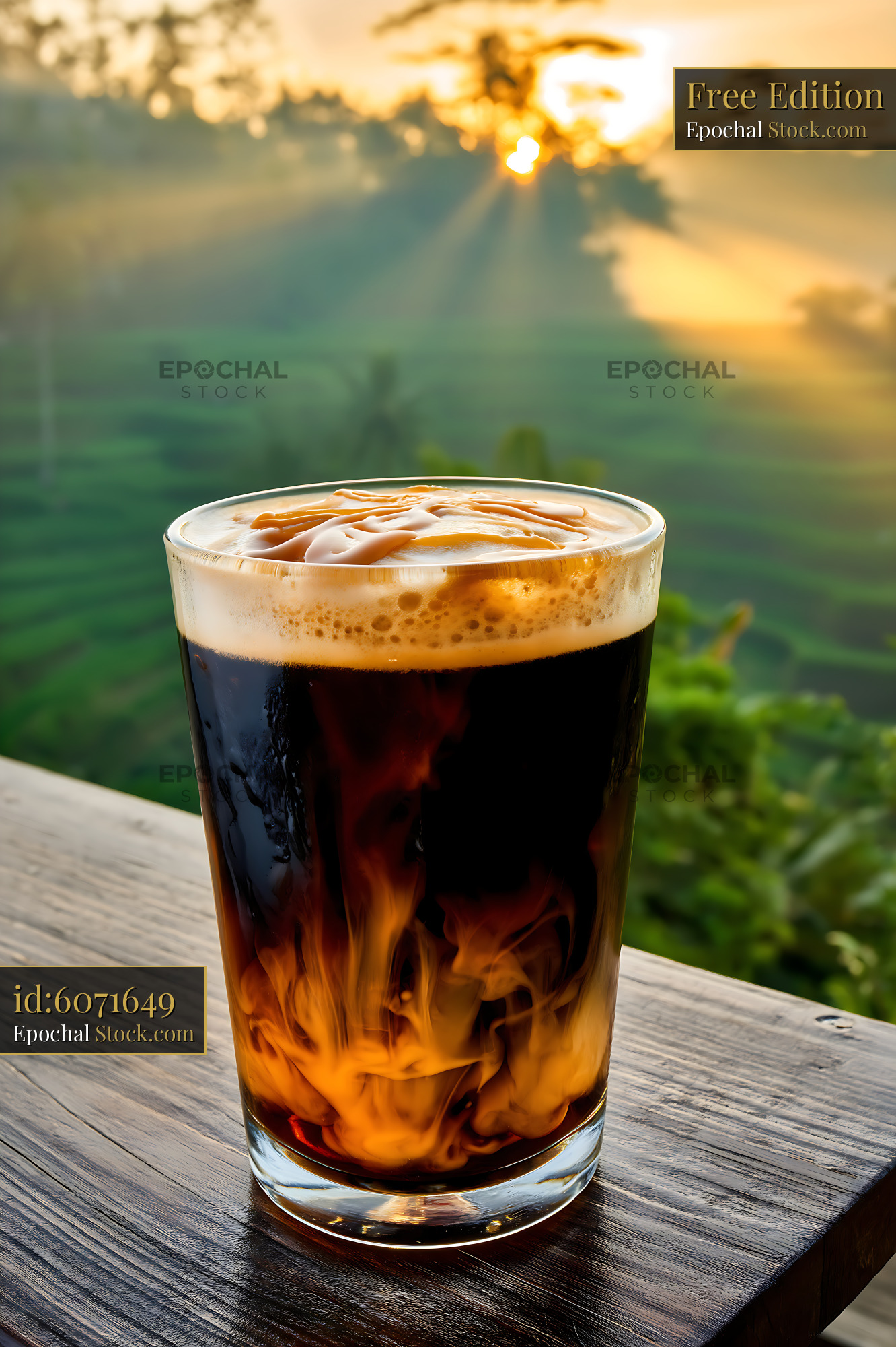 Nitro Caramel Cold Brew Coffee Sunrise - stock photo