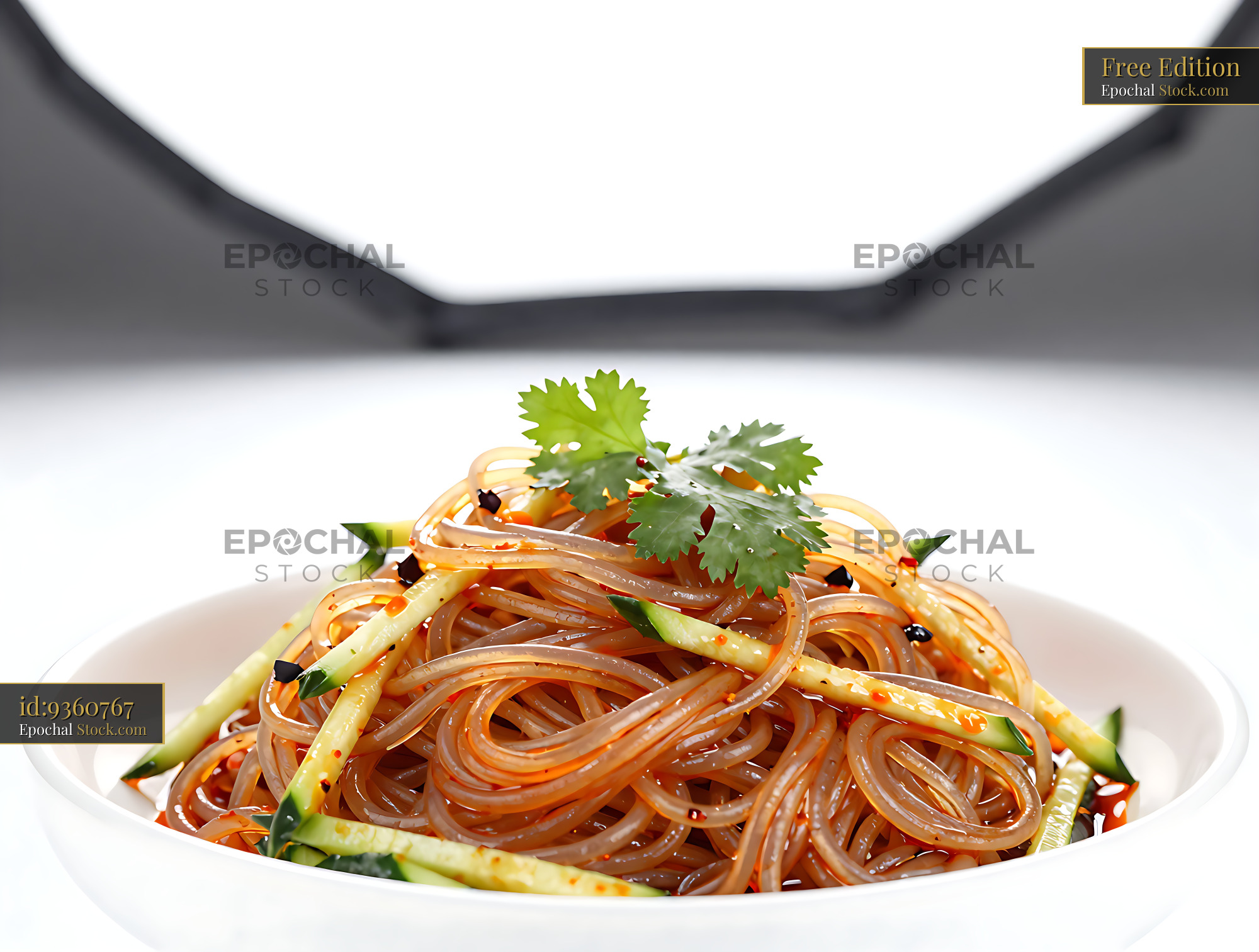 Sichuan Glass Noodle Salad with Cucumber - stock photo