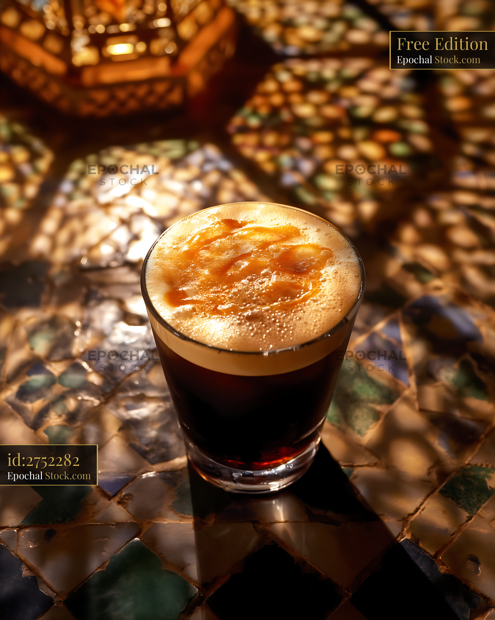 Nitro Caramel Coffee with Cascading Foam - stock photo