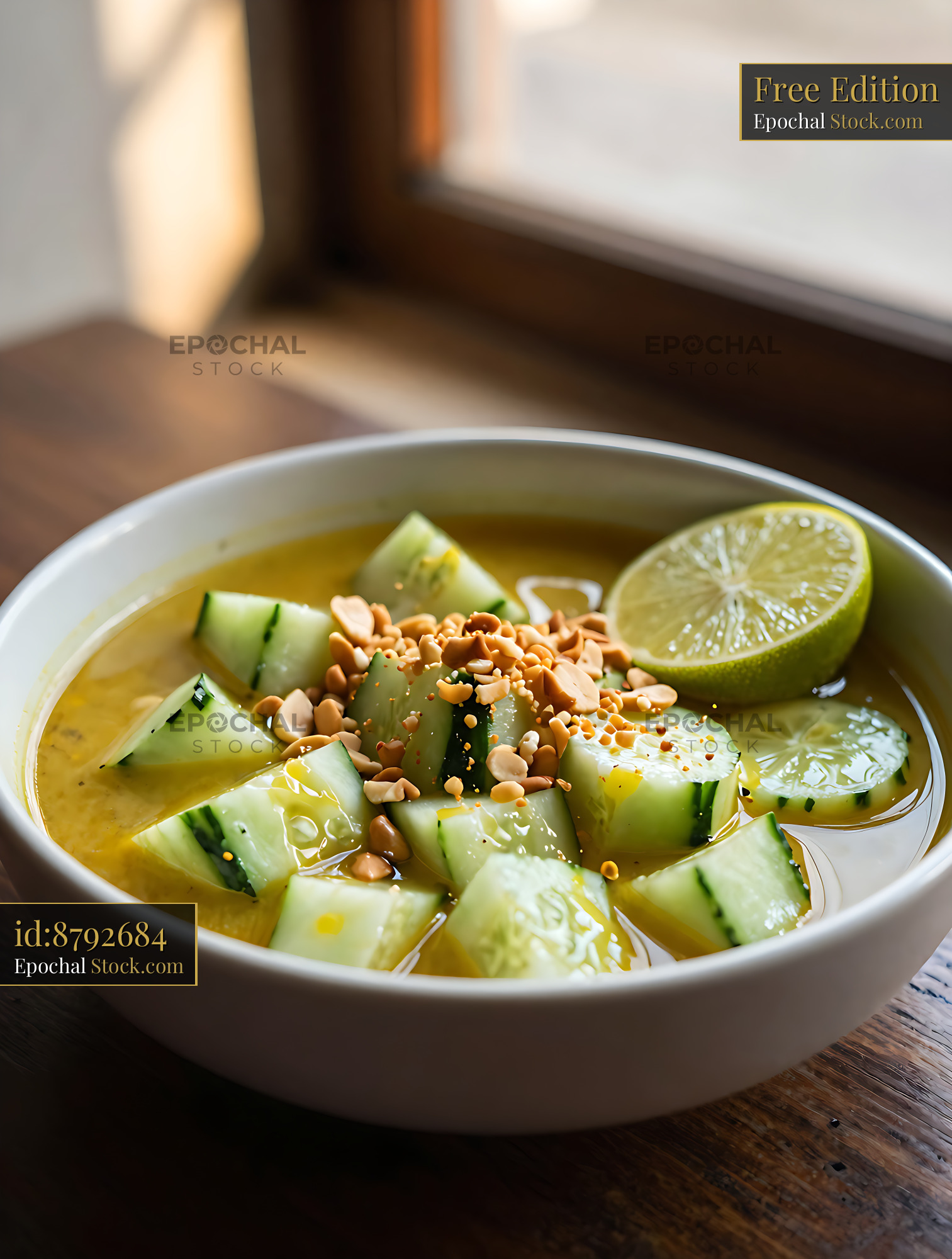 Traditional Kakdi Koshimbir Bowl with Peanuts - stock photo