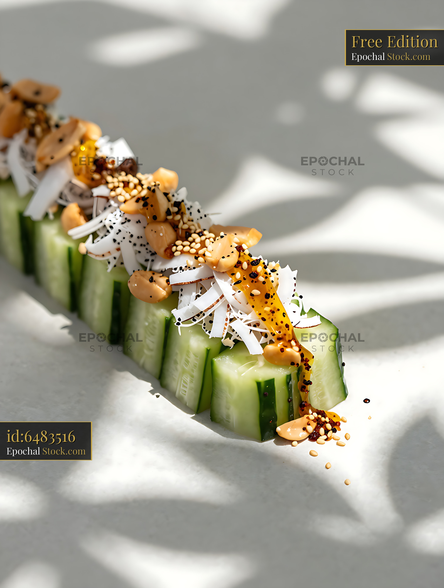 Kakdi Koshimbir Gourmet Plated Cucumber Salad - stock photo