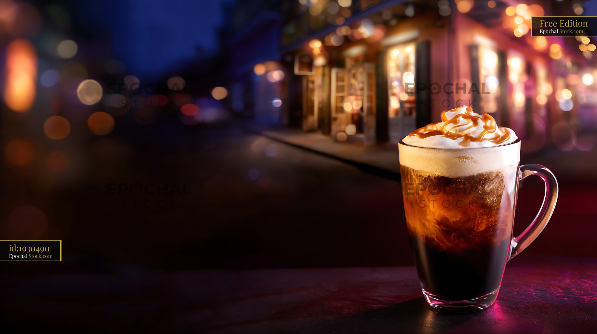 Iced Coffee with Caramel Whipped Cream - stock photo