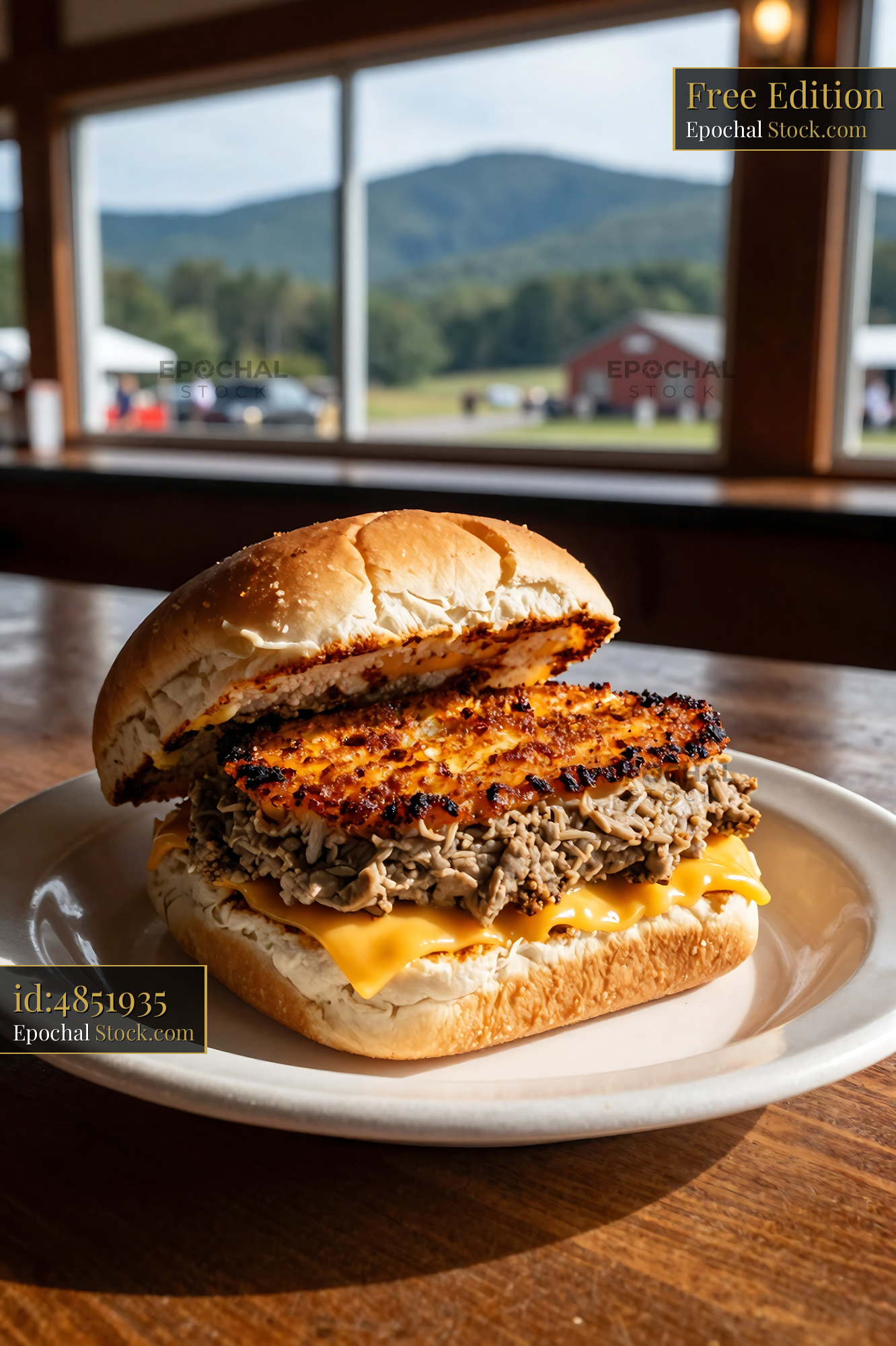 Livermush Sandwich with Melted Cheese Mountain View - stock photo