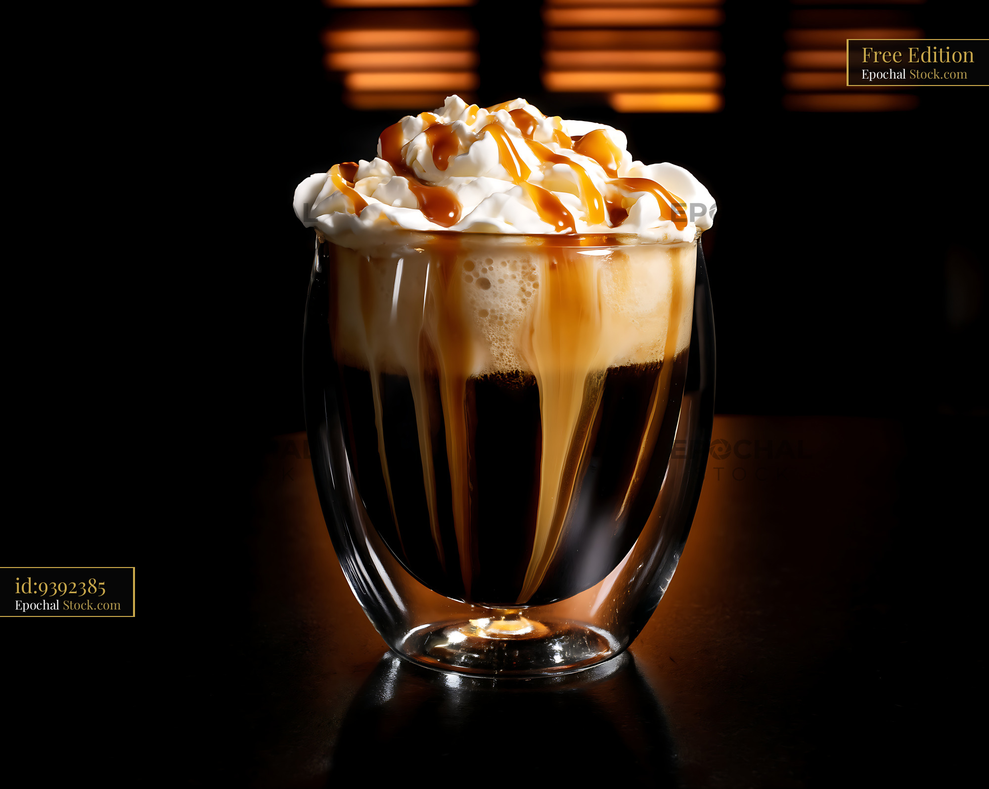 Nitro Caramel Cold Brew Coffee with Cream - stock photo