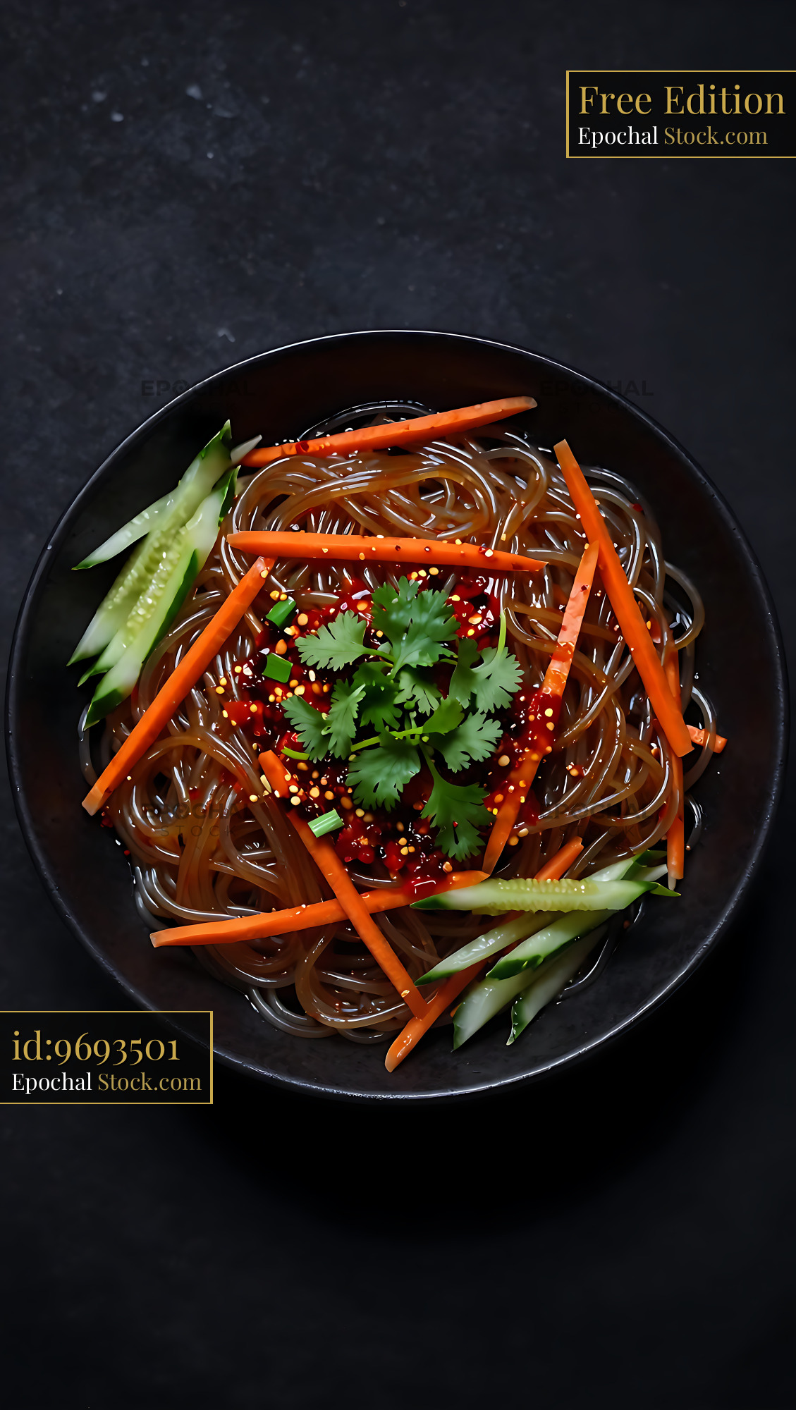 Sichuan Glass Noodle Salad with Cilantro - stock photo