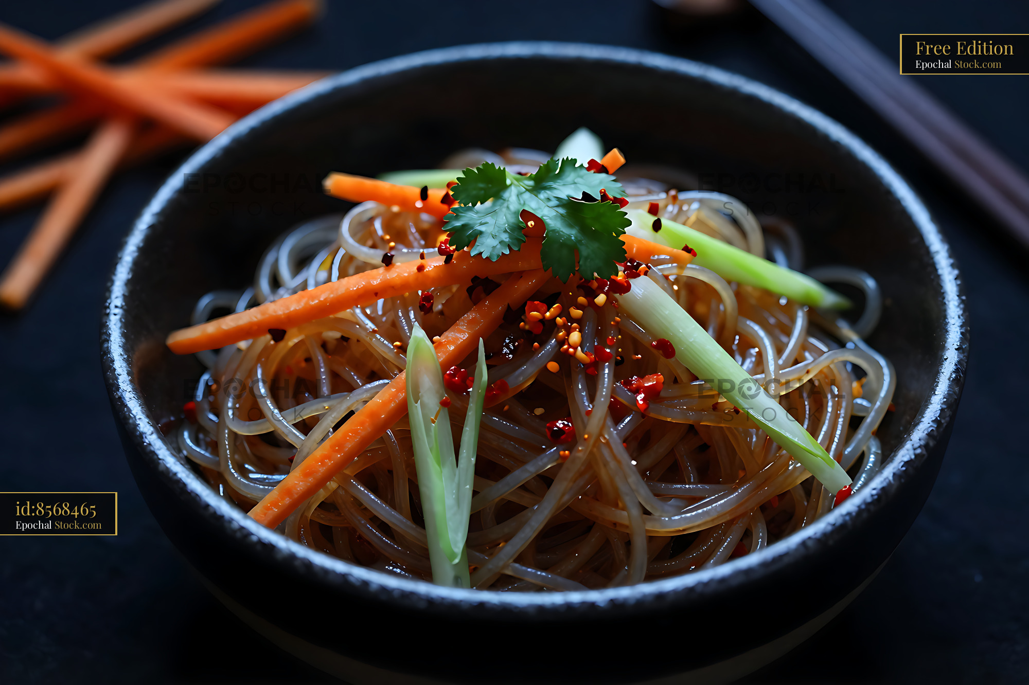 Sichuan Glass Noodle Salad with Herbs & Chili Oil - stock photo