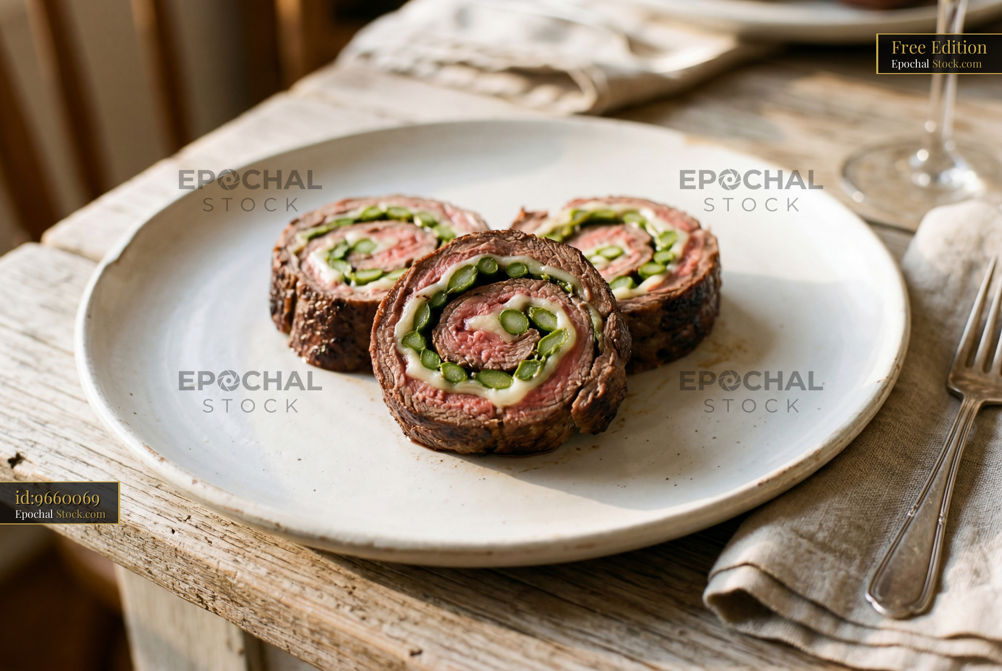 Beef Wellington Slices Fine Dining Plated Dish - stock photo