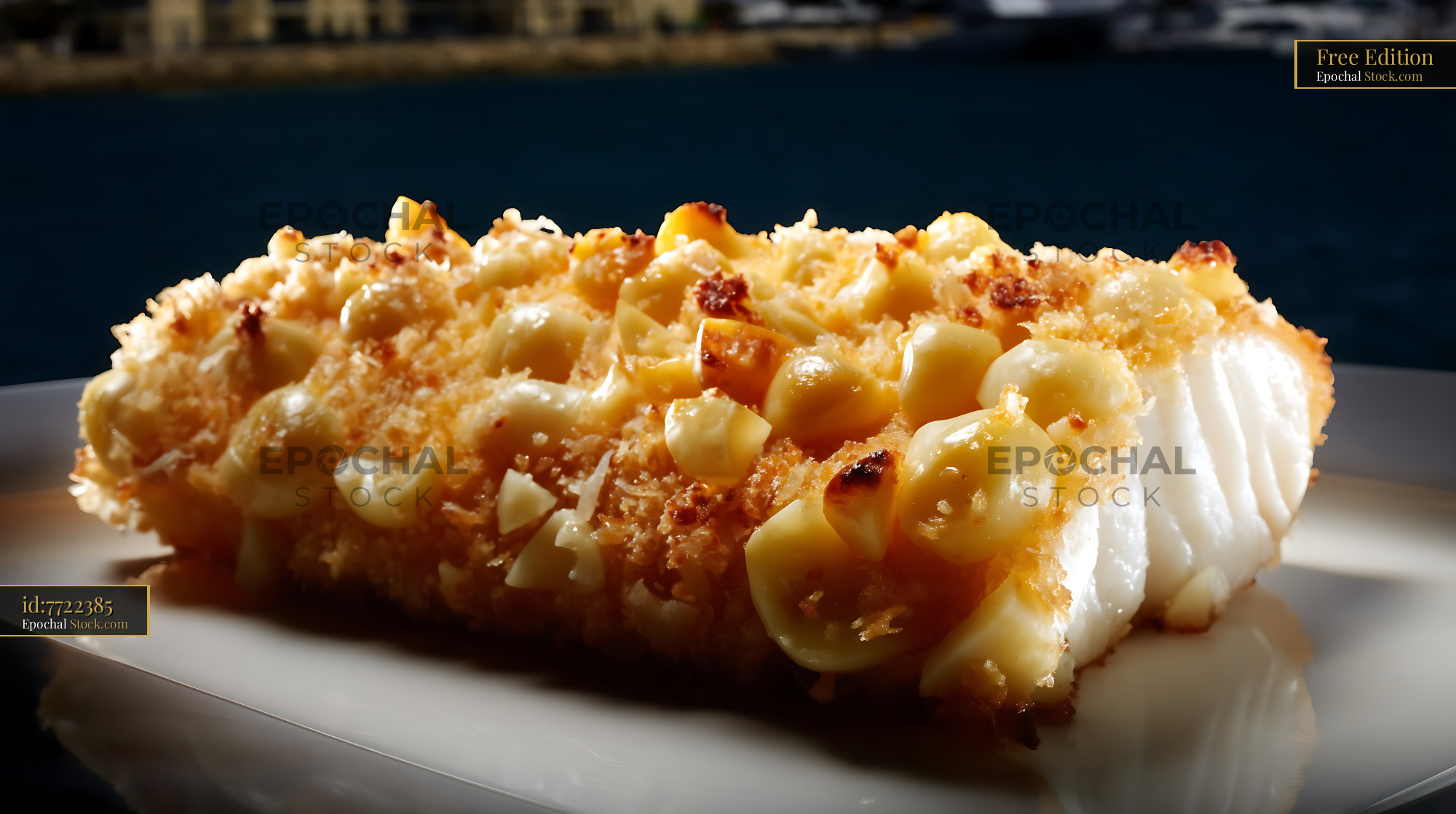 Macadamia Crusted Fish Fillet with Creamy Sauce - stock photo