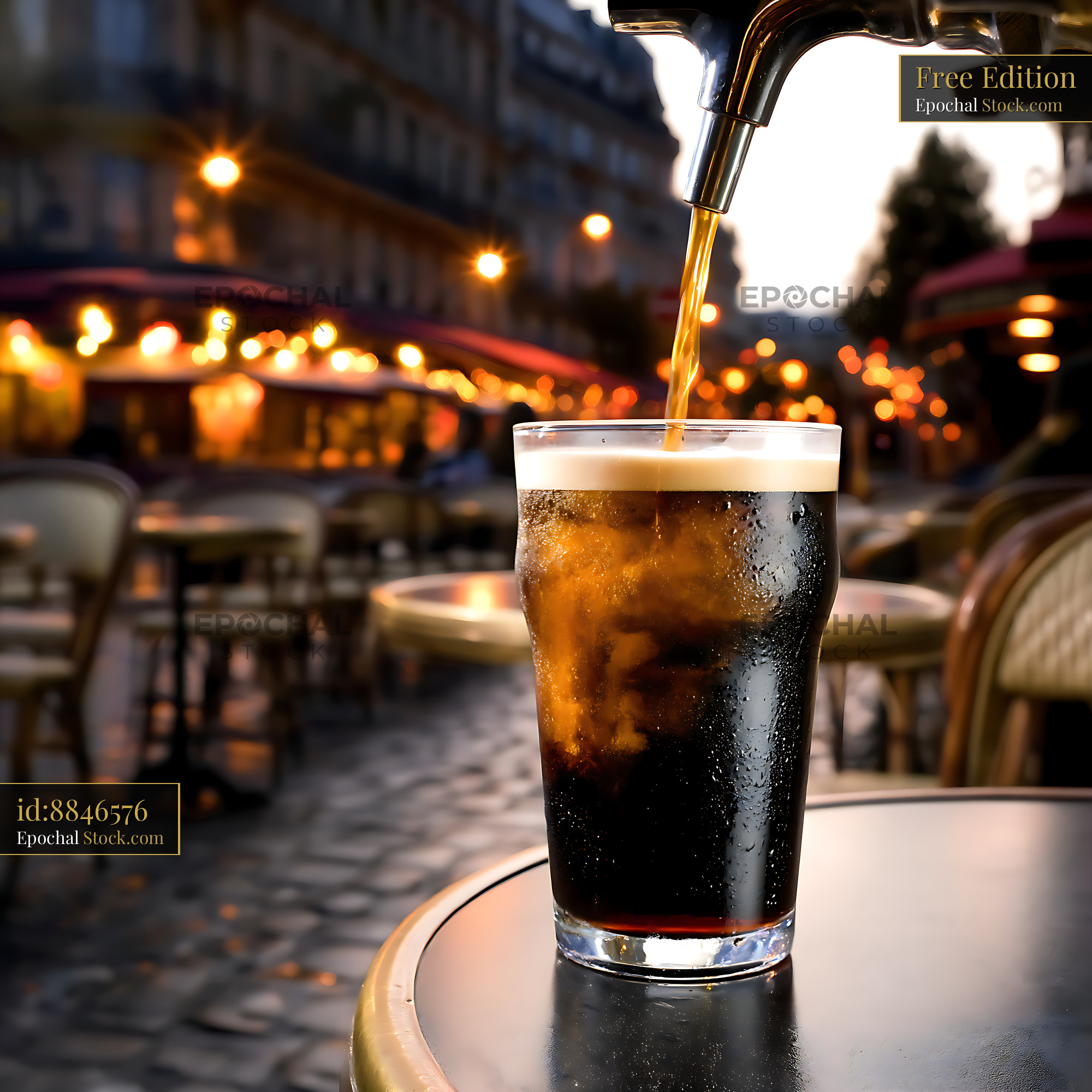 Cold Beverage Poured at European Street Cafe - stock photo