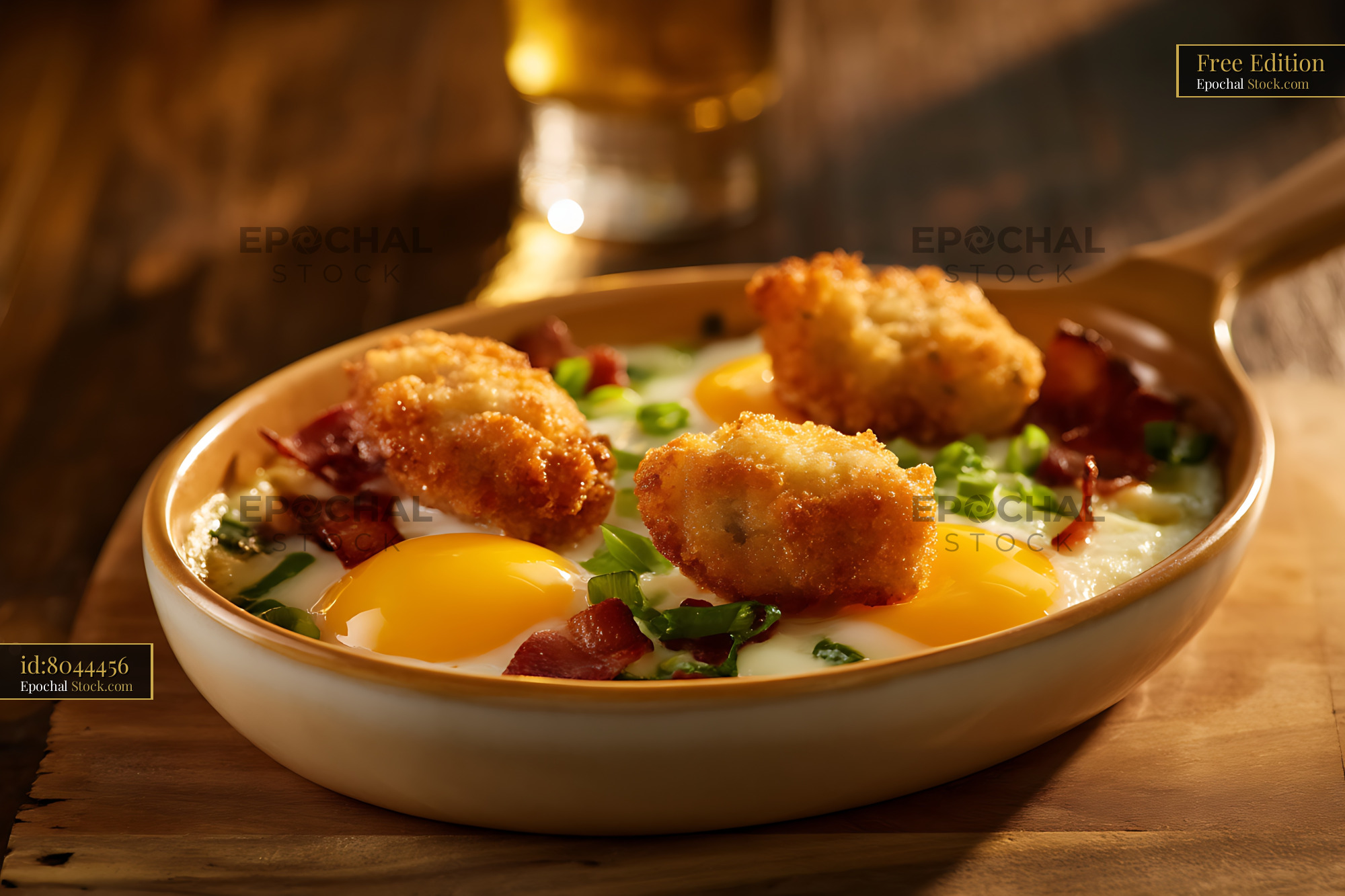 Gourmet Seafood Bisque with Crispy Fried Shrimp - stock photo