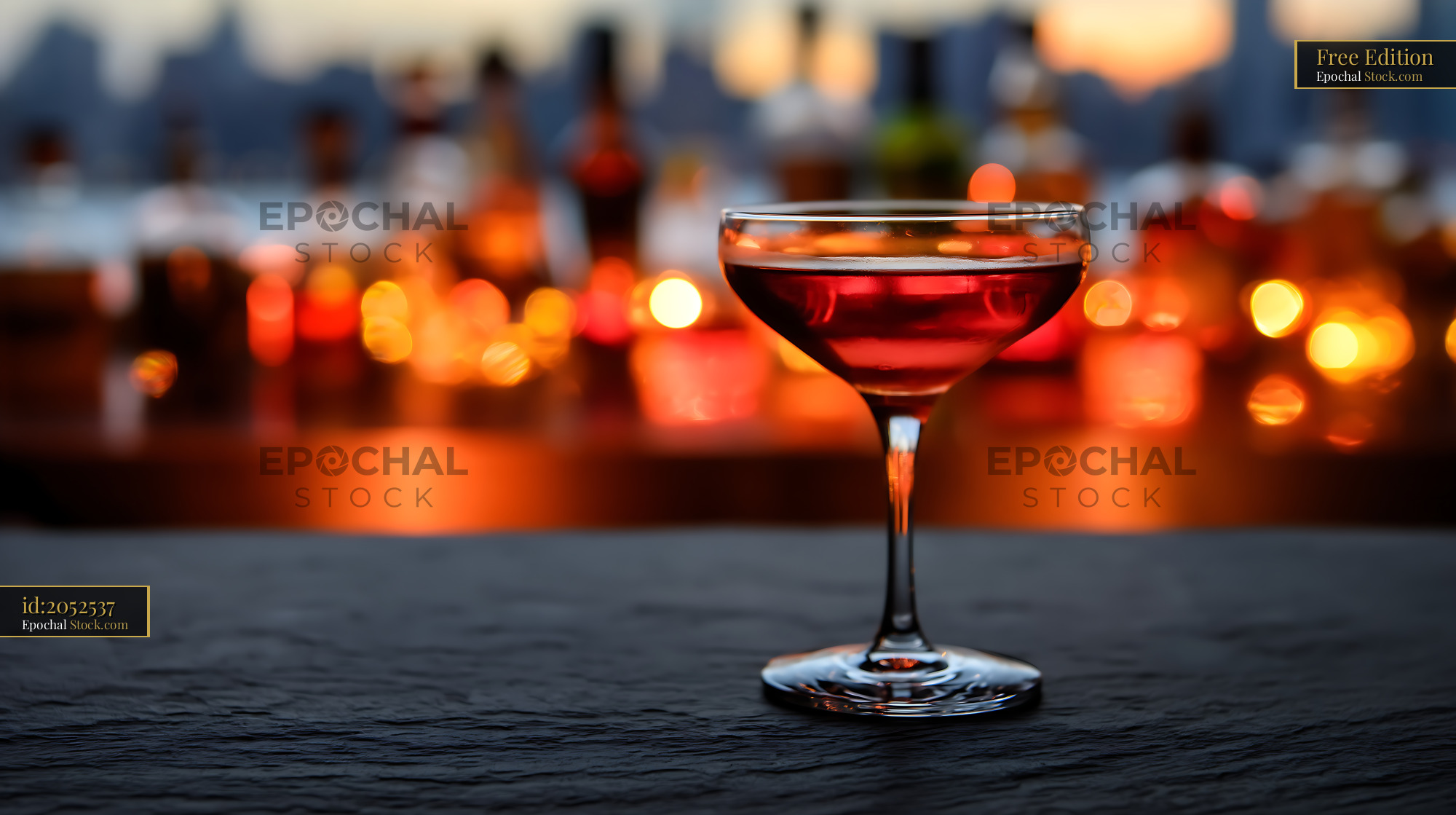 Bushwick Cocktail at Sunset Rooftop Bar - stock photo