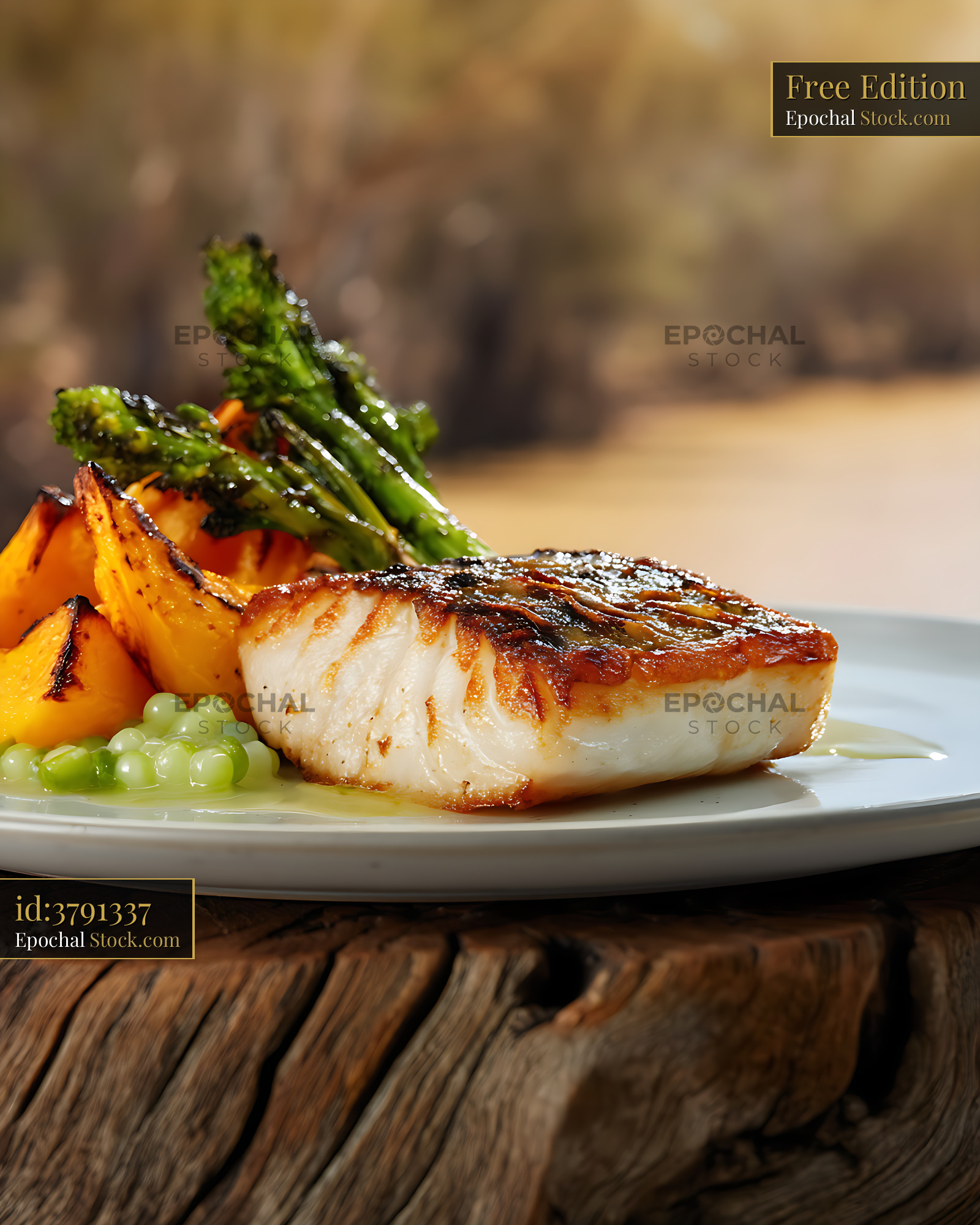 Pan-Seared Murray Cod Fillet Plated - stock photo