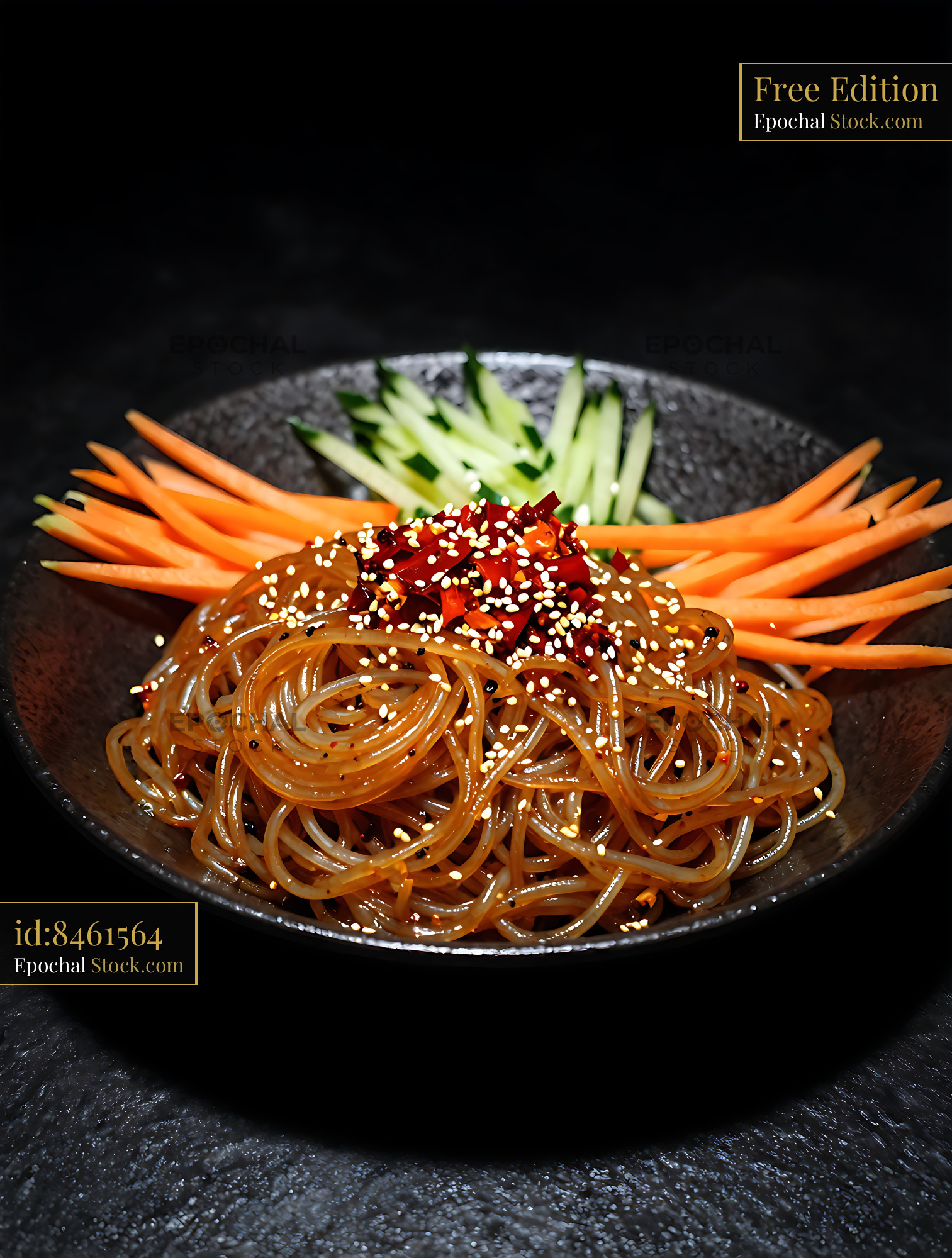 Sichuan Glass Noodle Salad with Sesame Garnish - stock photo