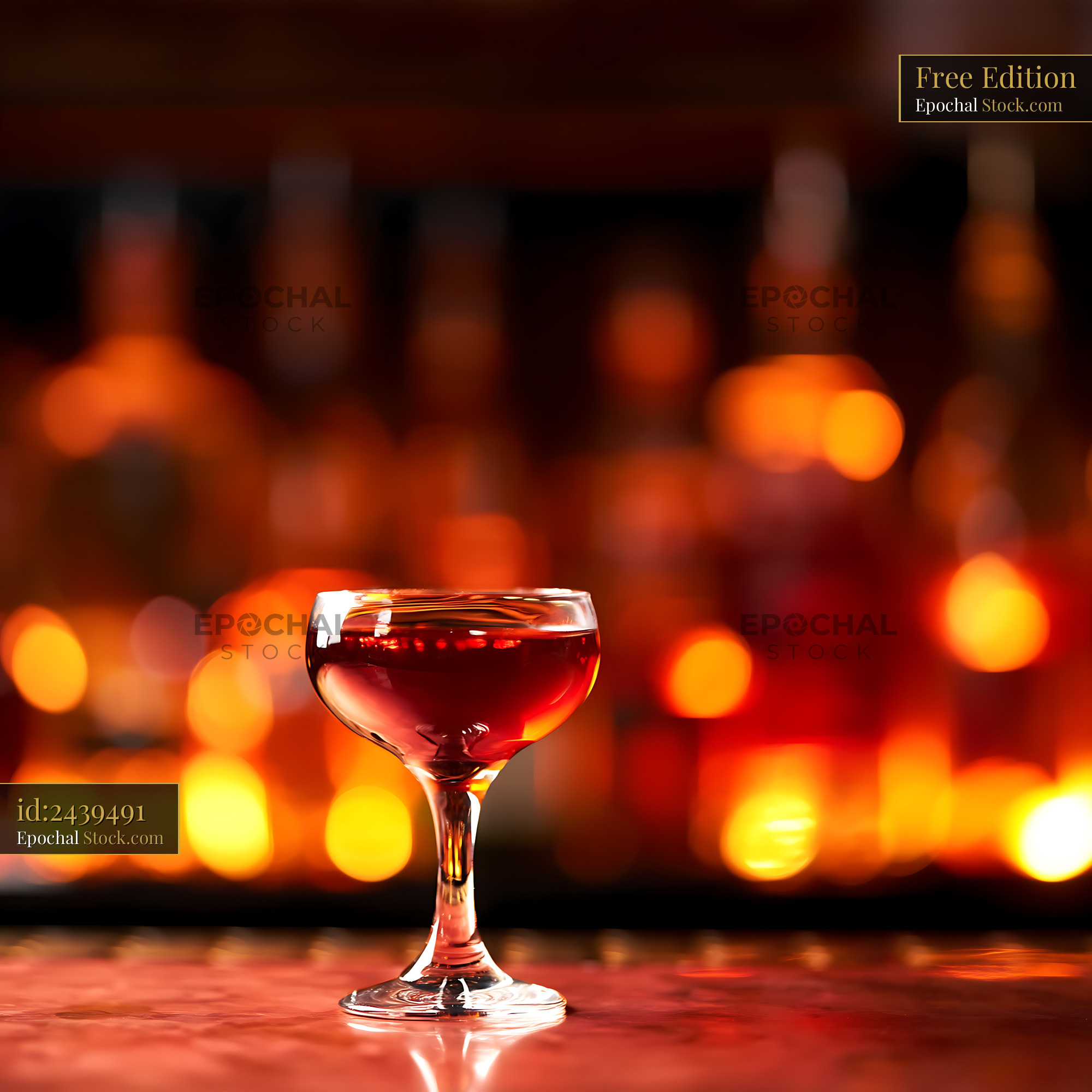 Bushwick Cocktail with Golden Bokeh Background - stock photo