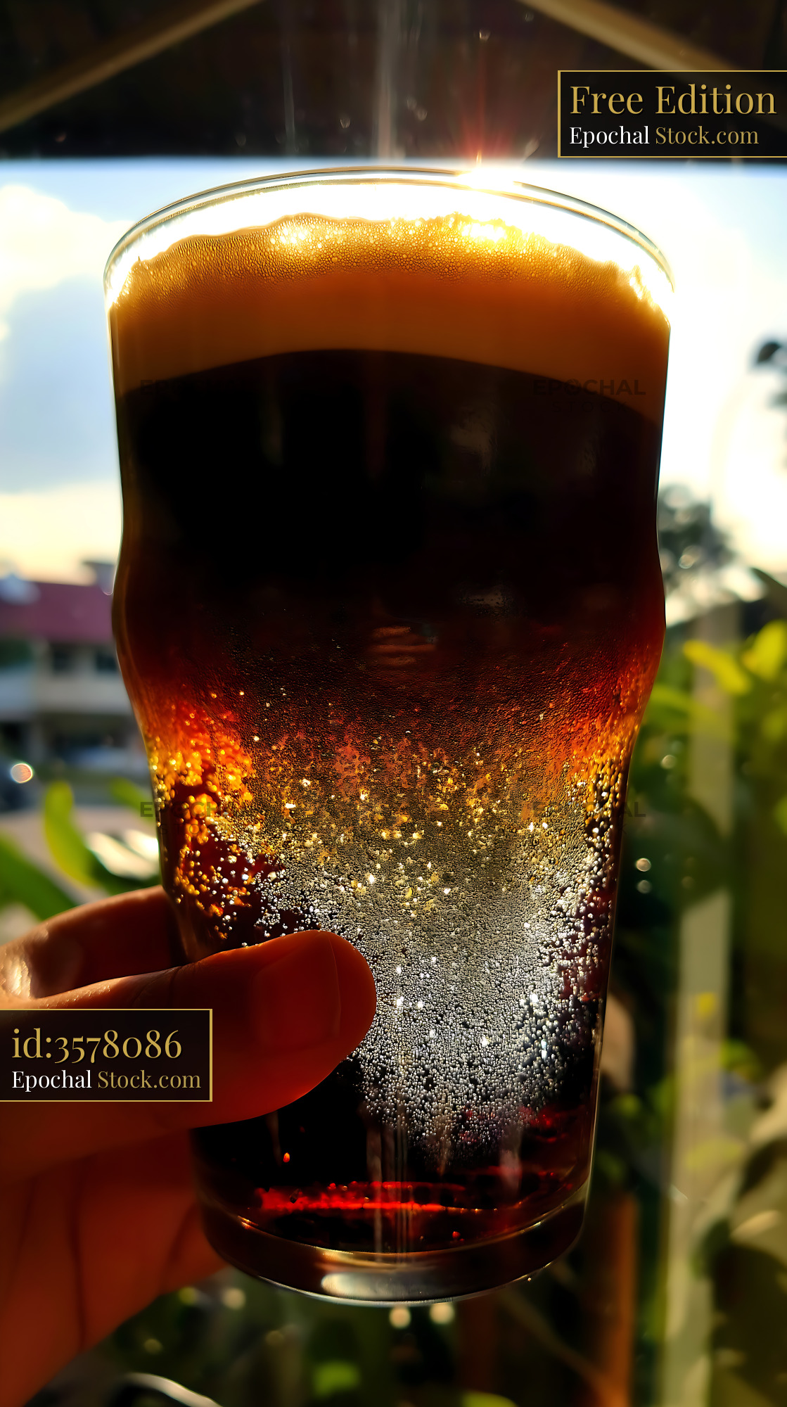 Nitro Caramel Coffee Drink with Thick Foam Head - stock photo