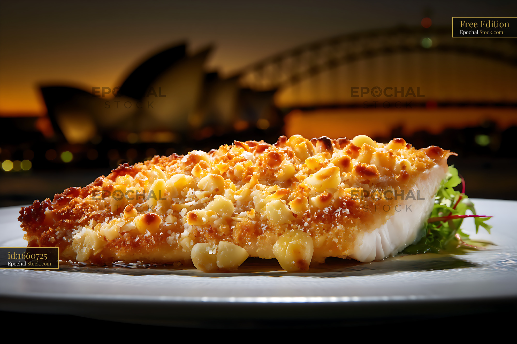 Gourmet Corn-Crusted Cod Fillet Fine Dining - stock photo