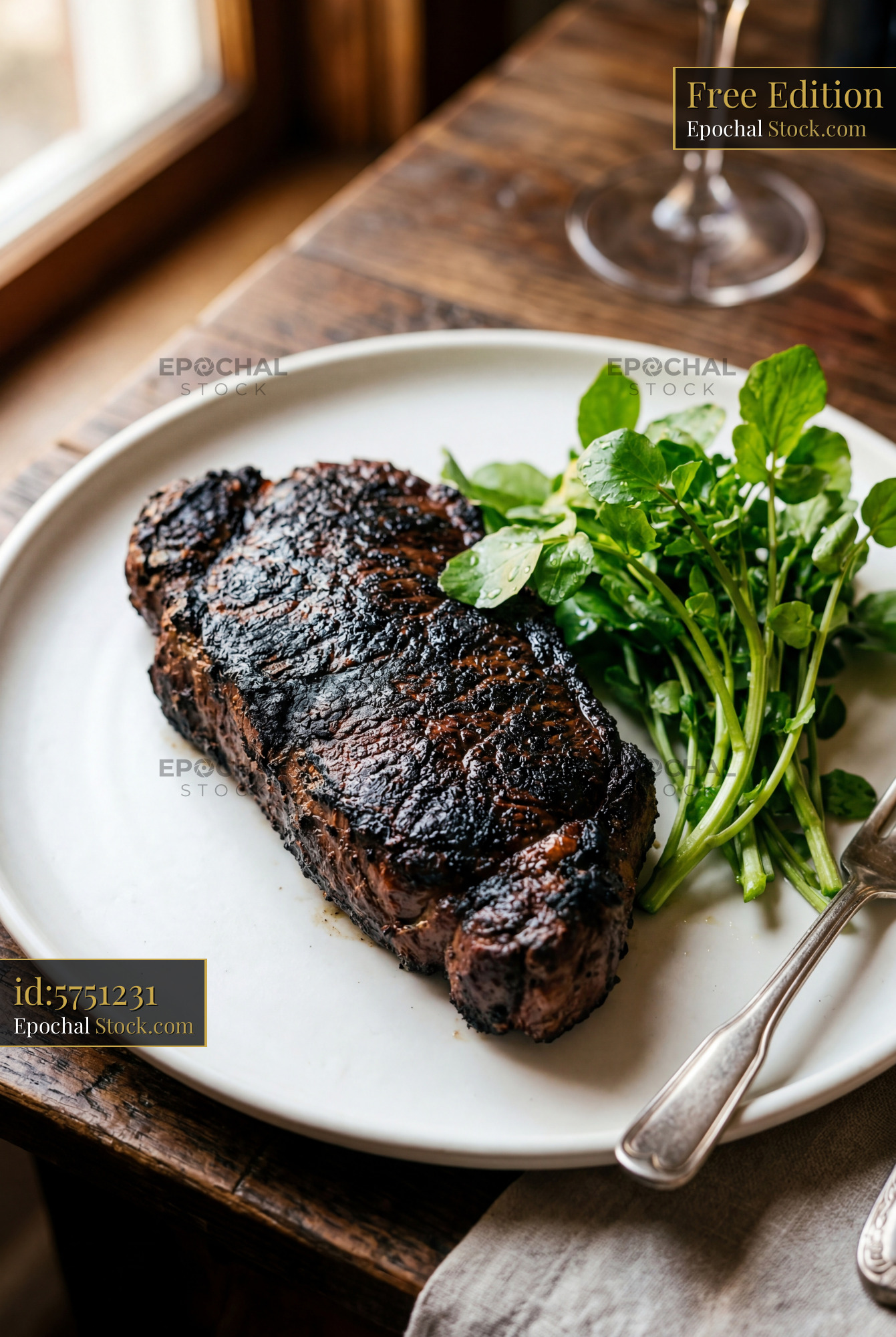 Gourmet Steak with Microgreens, Fine Dining - stock photo