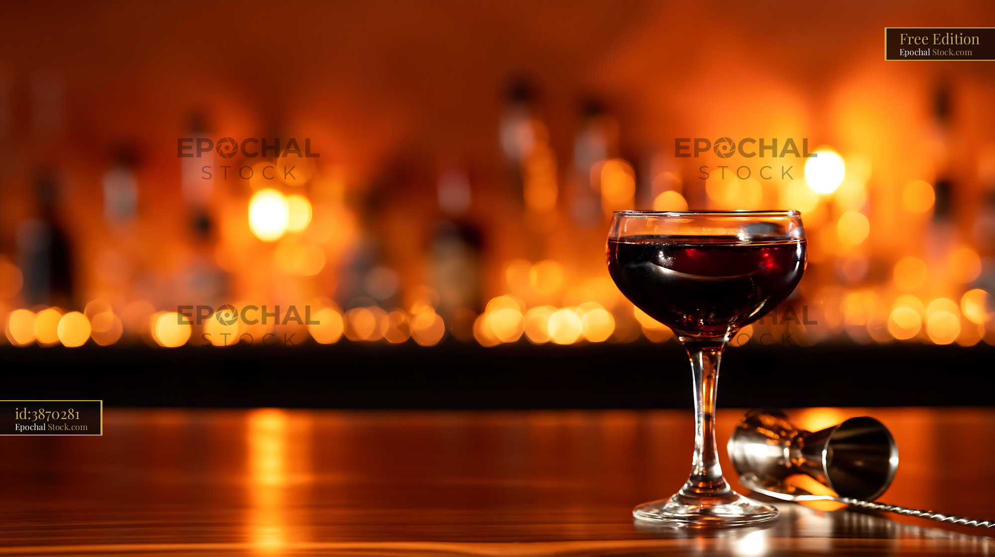 Bushwick Cocktail in Coupe Glass Bar Setting - stock photo