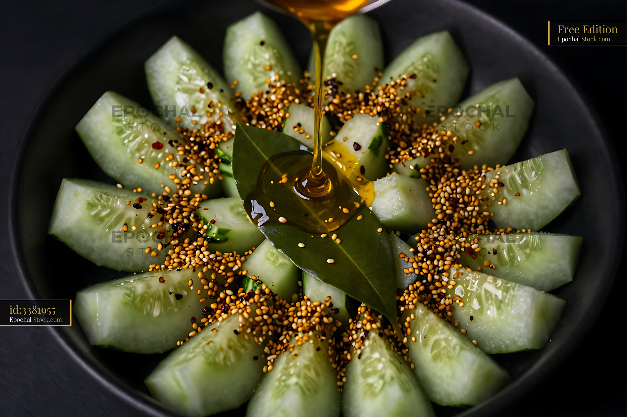 Kakdi Koshimbir Cucumber Salad with Mustard Seeds - stock photo