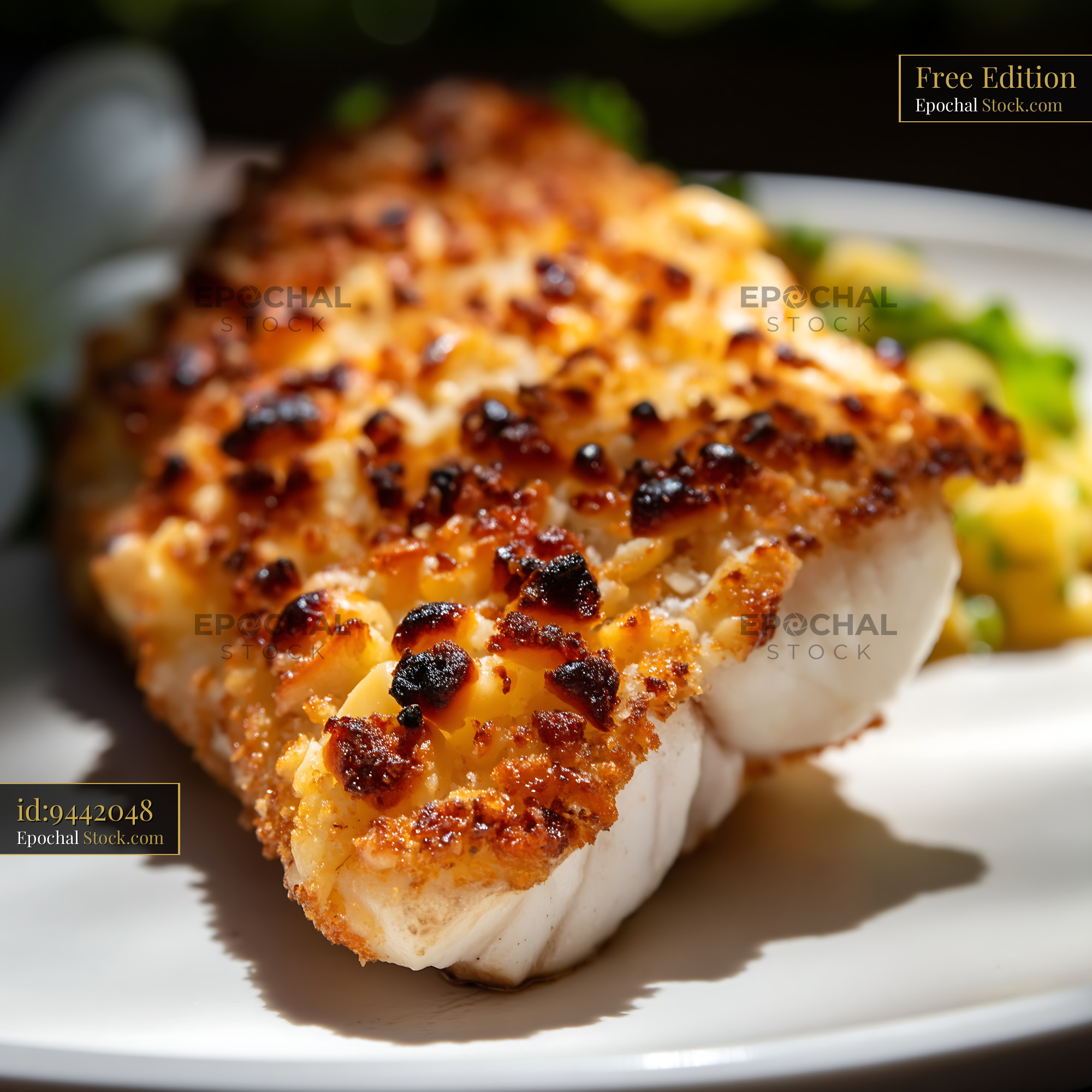 Pan-Seared Scallops with Golden Crust and Vegetables - stock photo