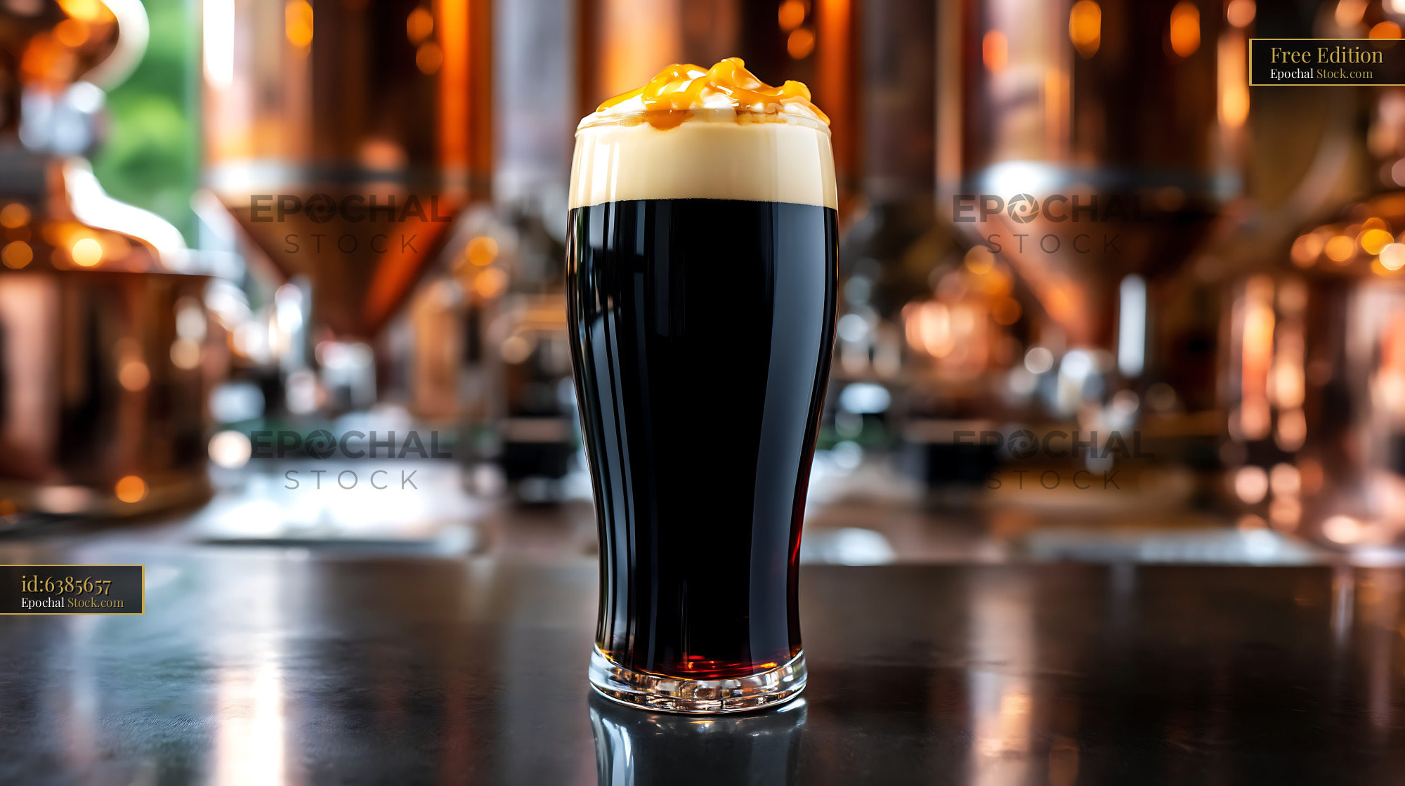 Nitro Caramel Coffee with Creamy Head - stock photo