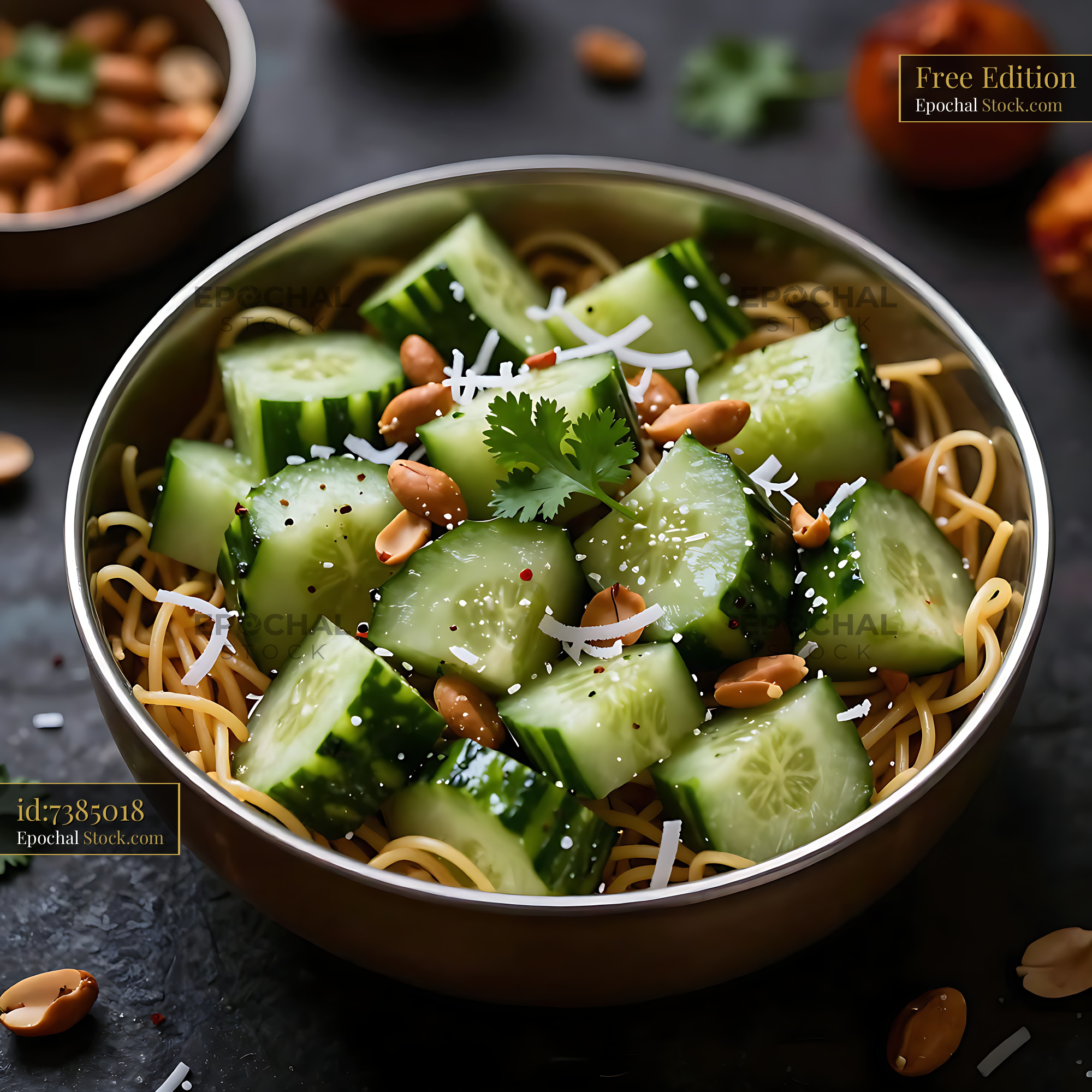 Kakdi Koshimbir Noodle Salad Bowl - stock photo