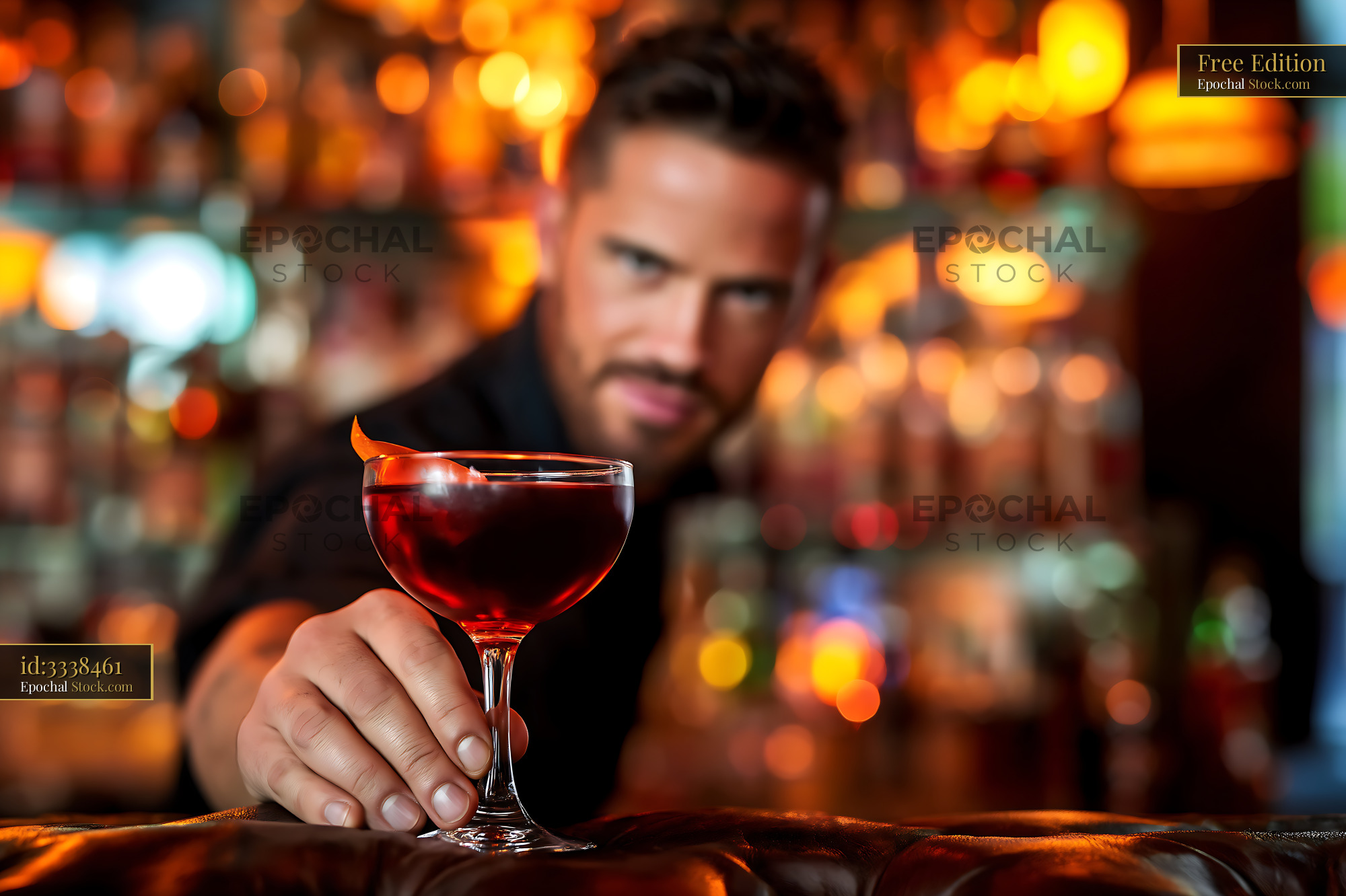 Bushwick Cocktail with Orange Peel Garnish - stock photo