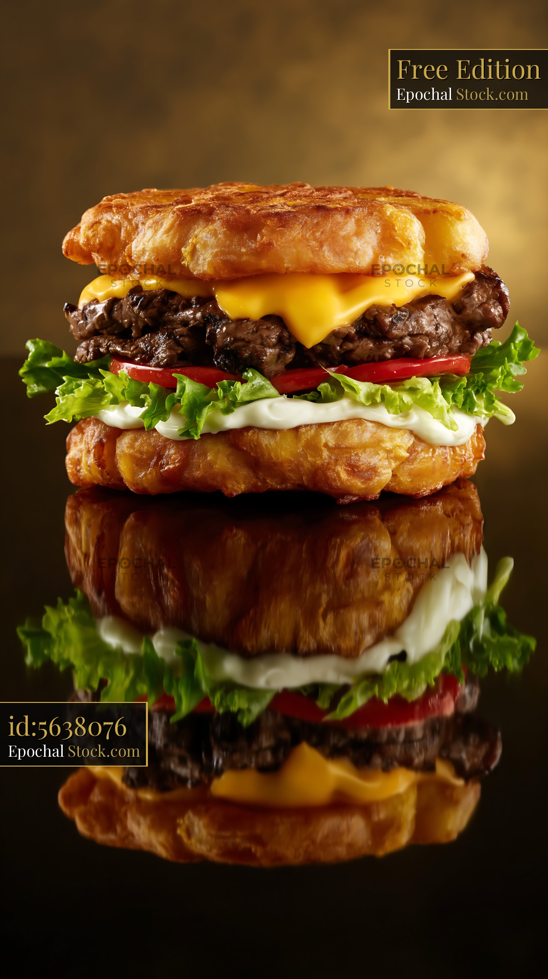 Gourmet Cheeseburger with Crispy Croissant Bun - stock photo