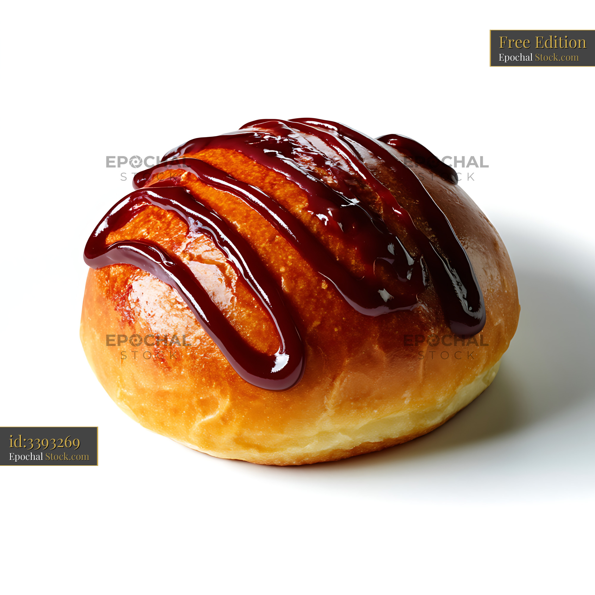Golden Glazed Donut with Chocolate Drizzle - stock photo