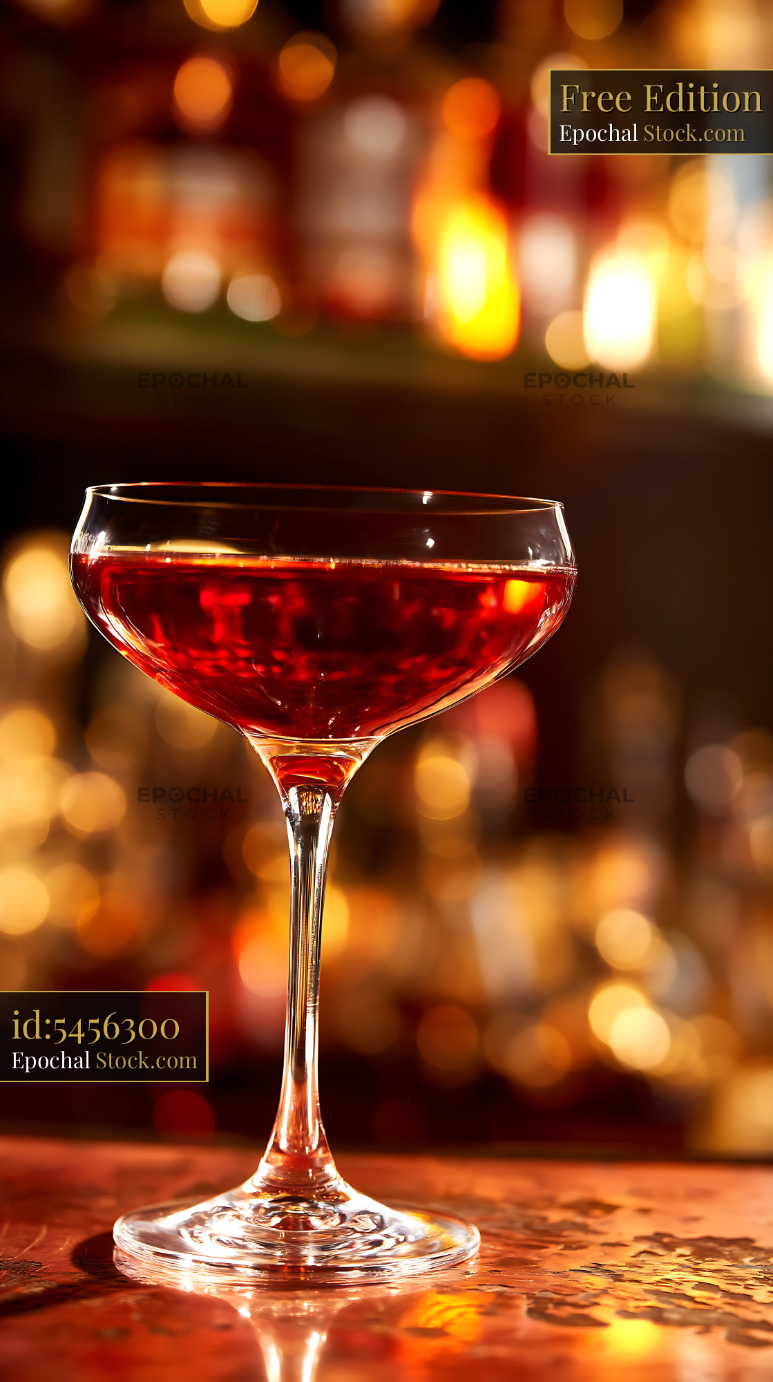 Bushwick Cocktail in Coupe Glass, Bar Setting - stock photo