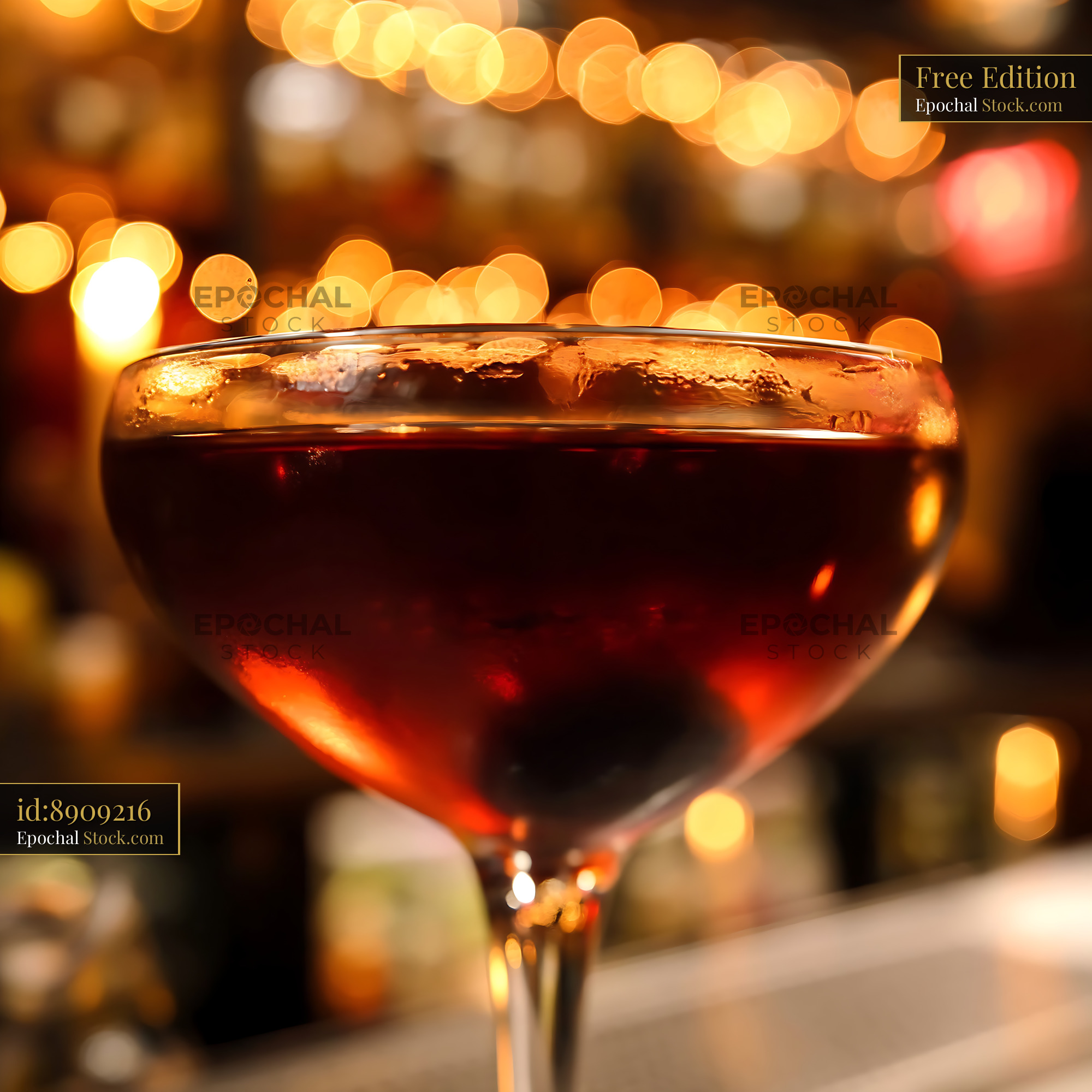 Bushwick Cocktail with Ice in Elegant Coupe Glass - stock photo