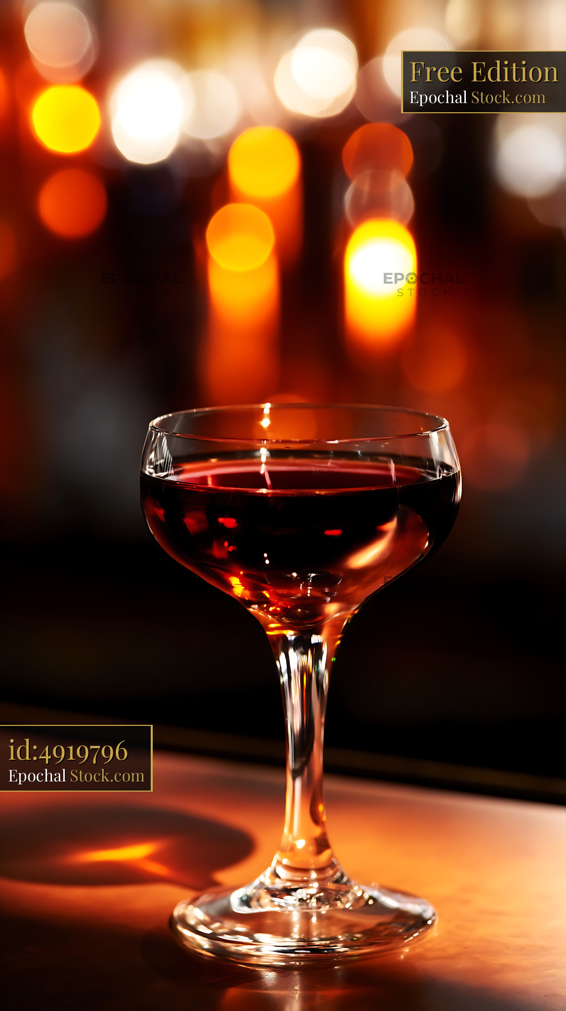 Bushwick Cocktail in Coupe Glass, Bar Setting - stock photo
