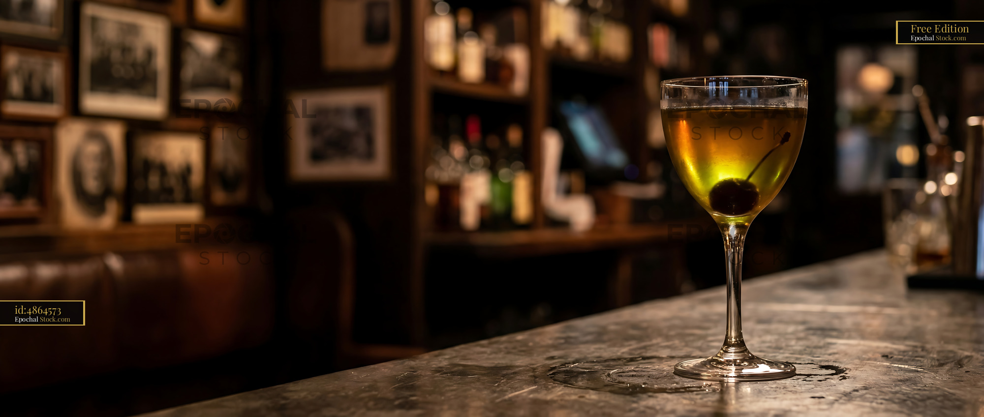 Tipperary Cocktail at Elegant Bar Counter - stock photo