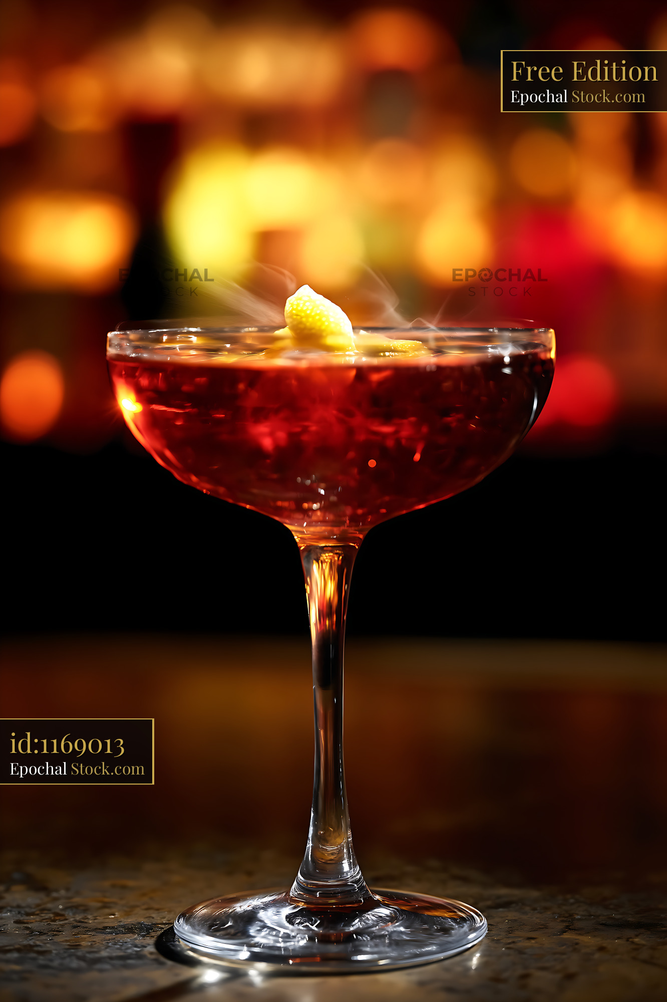 Bushwick Cocktail with Yellow Lemon Twist - stock photo