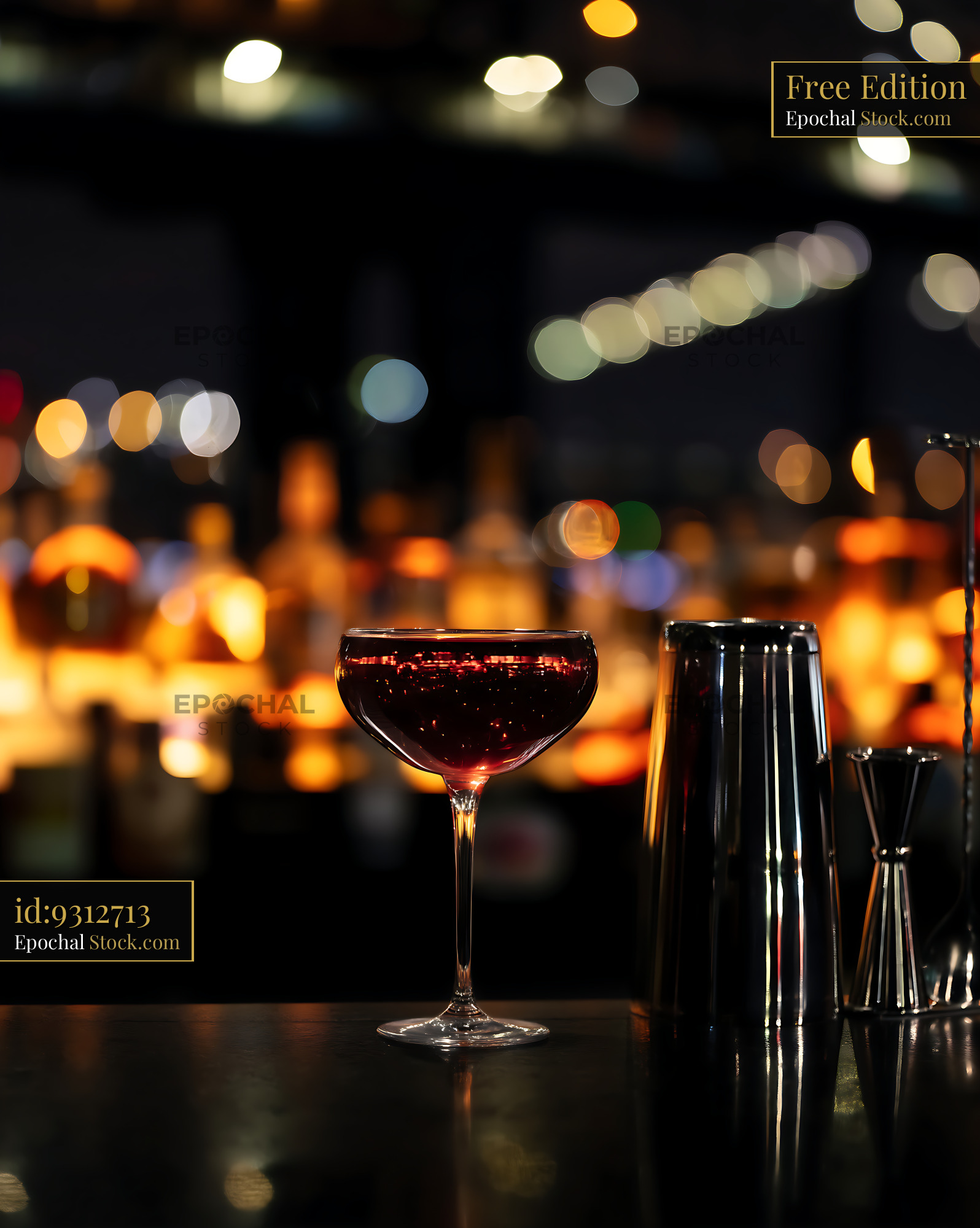 Bushwick Cocktail at Elegant Bar Counter - stock photo