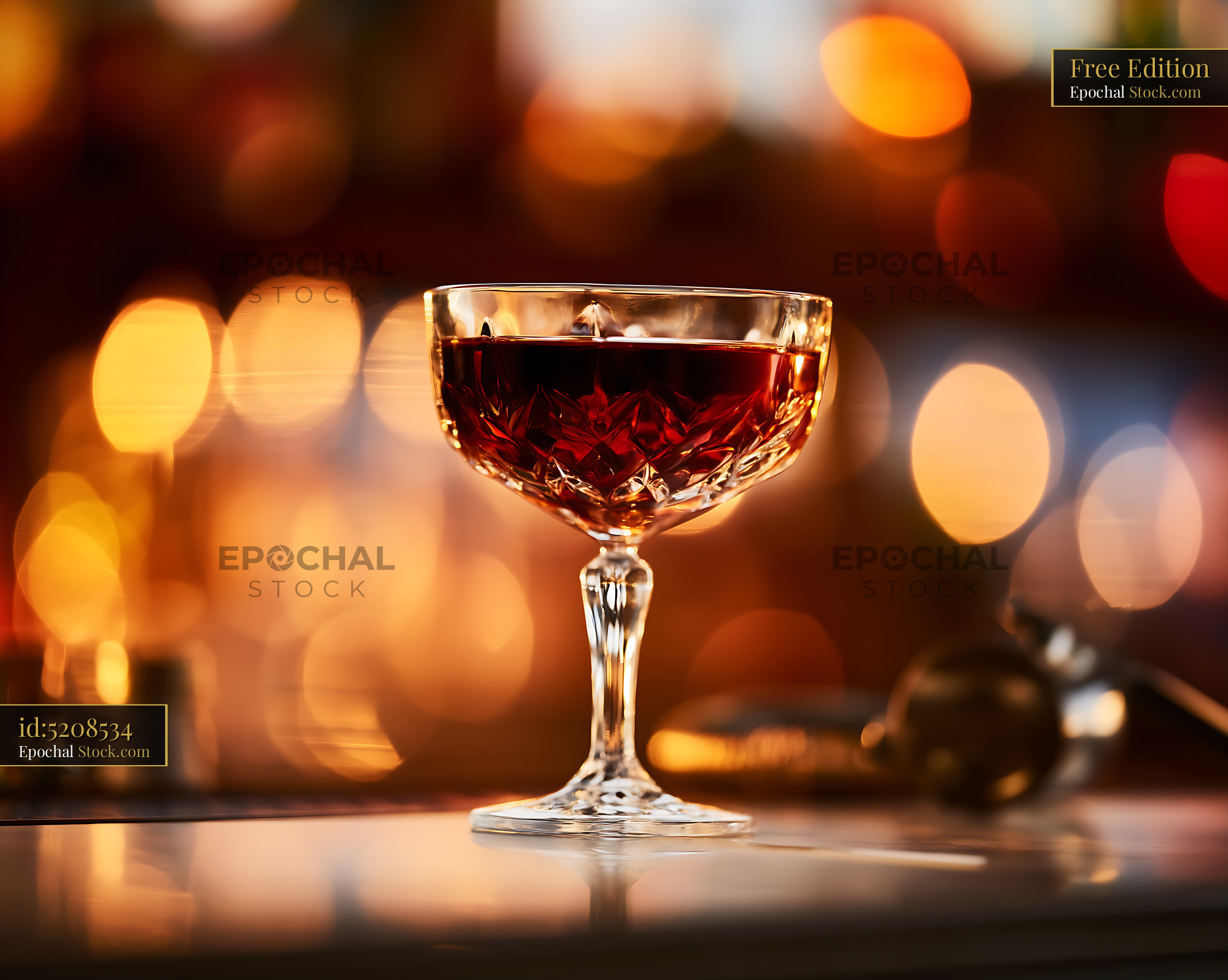 Bushwick Cocktail in Crystal Coupe Glass - stock photo