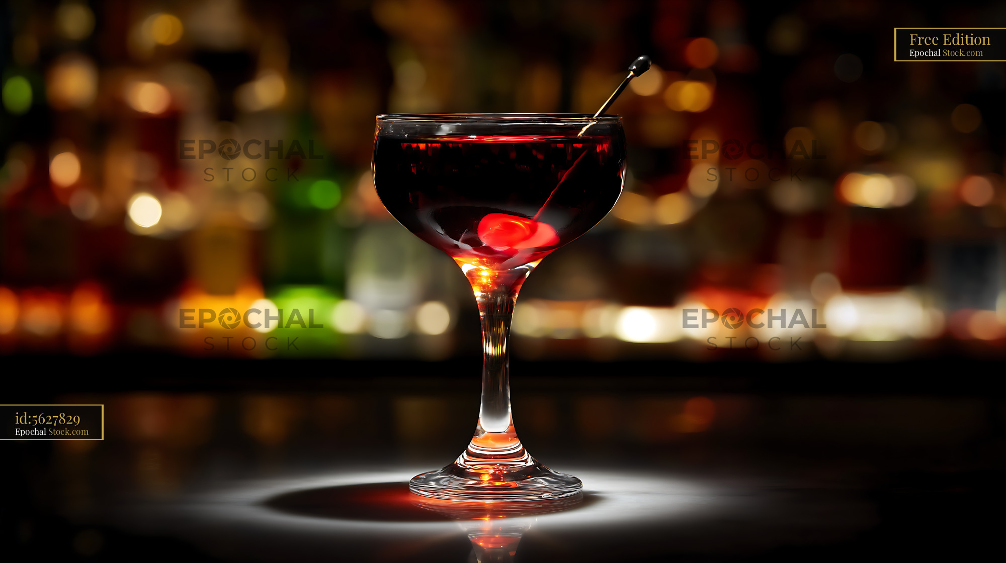 Bushwick Cocktail with Cherry Garnish - stock photo