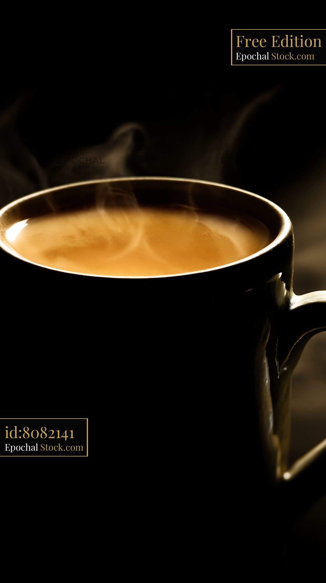 Steaming Hot Coffee in Dark Mug - stock photo