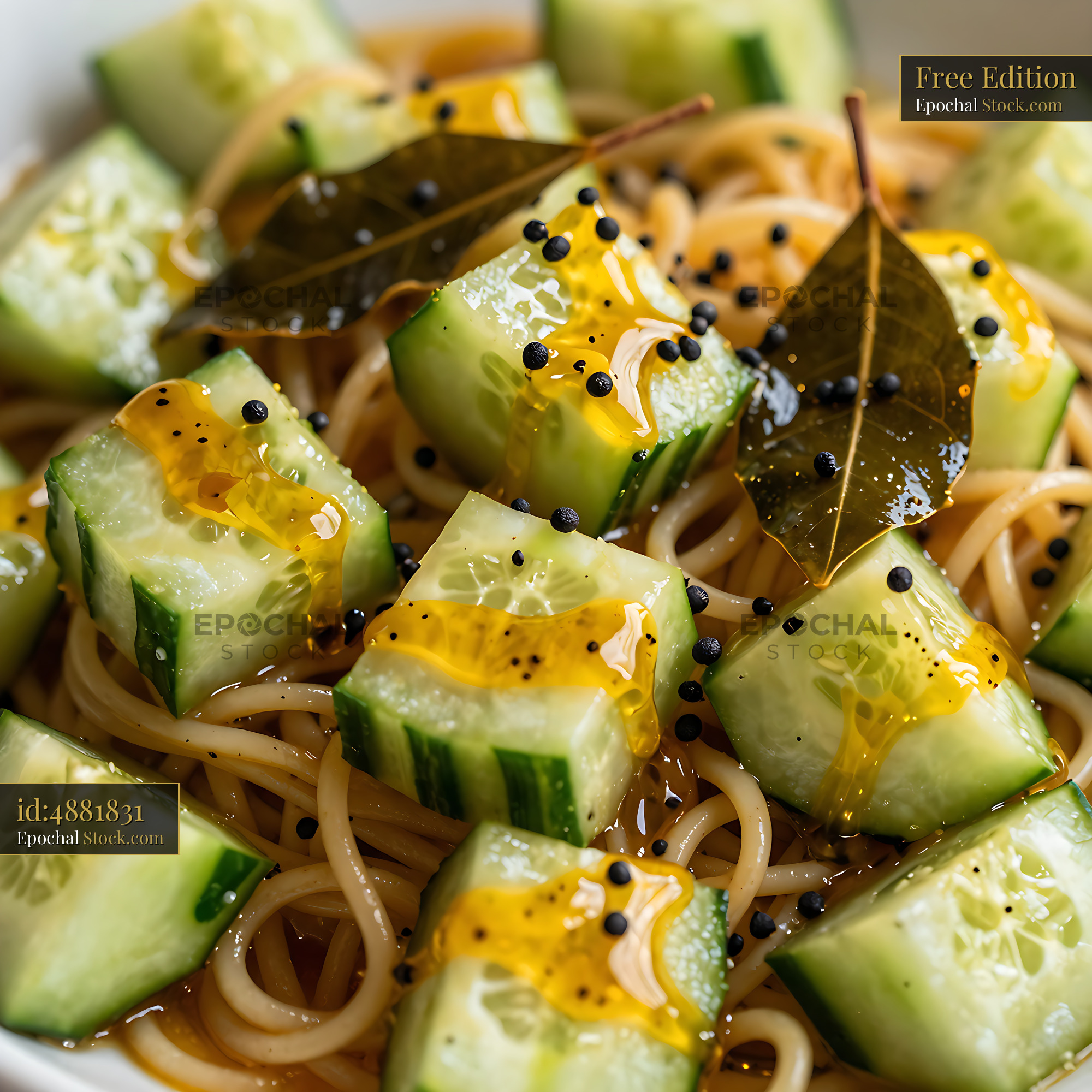 Kakdi Koshimbir with Noodles and Citrus - stock photo