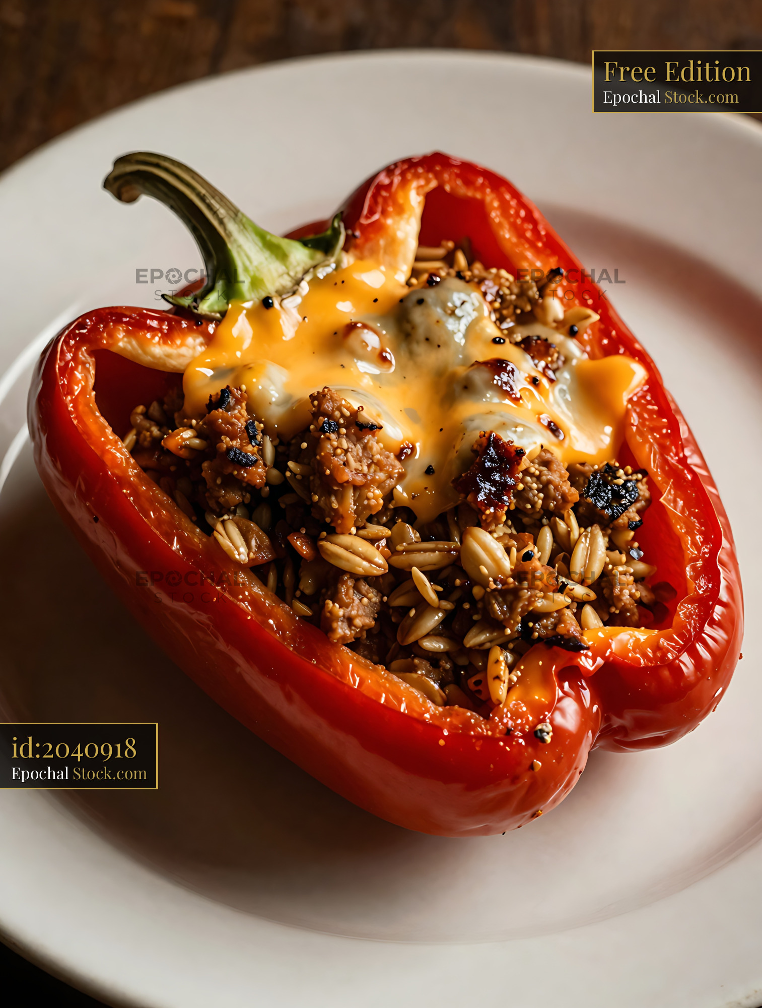 Roasted Red Pepper Stuffed with Ground Beef - stock photo