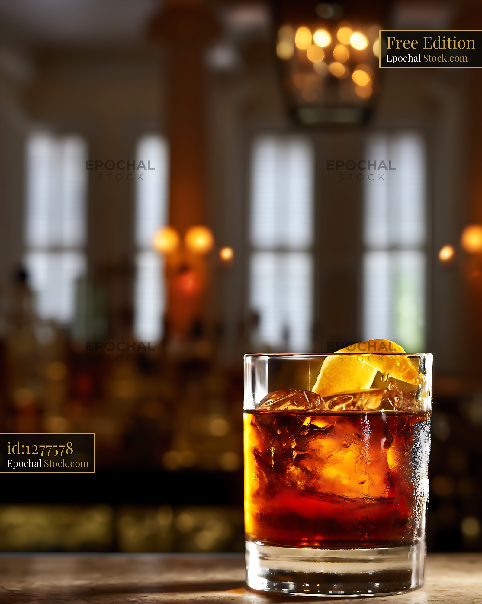 Saratoga Cocktail with Orange Garnish - stock photo