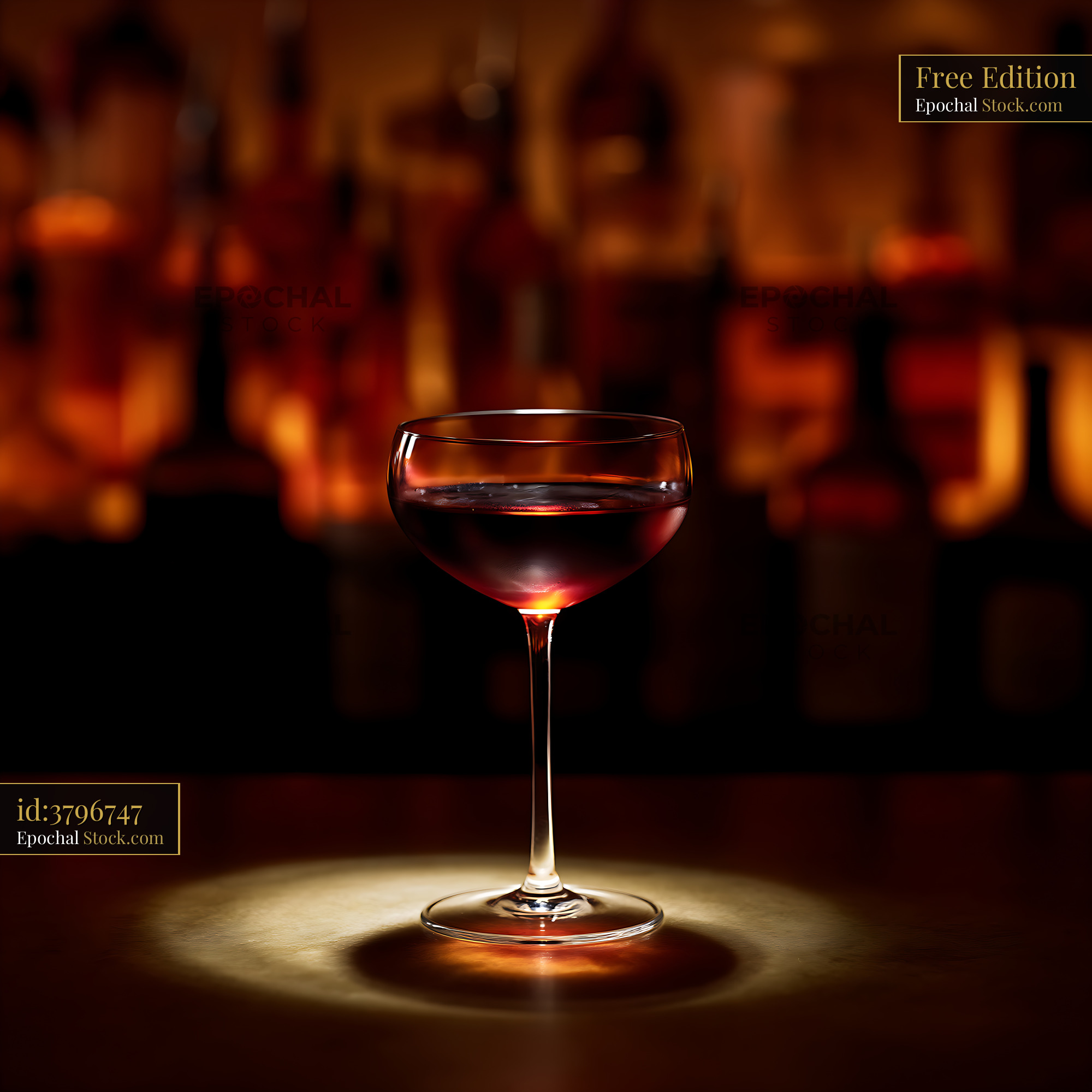 Bushwick Cocktail in Coupe Glass, Bar Setting - stock photo