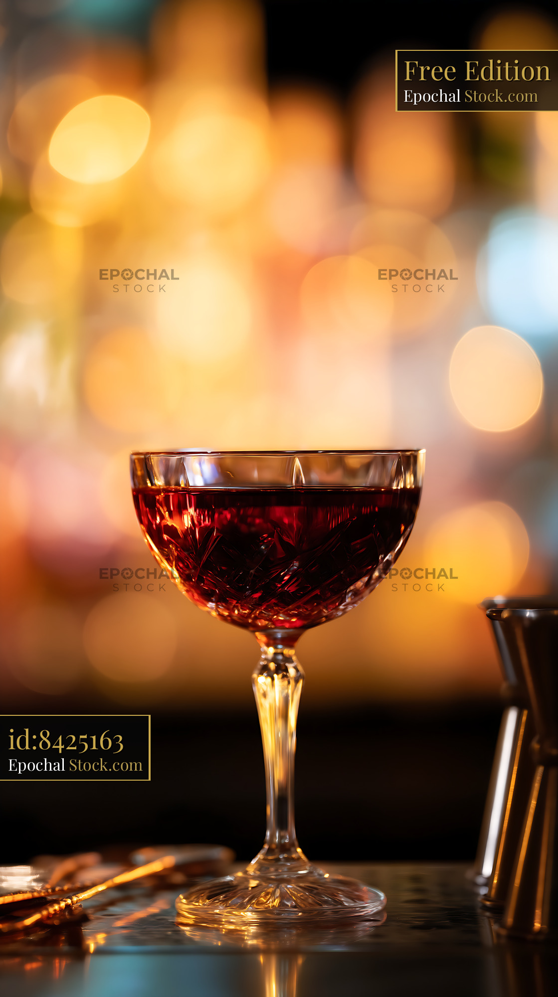 Bushwick Cocktail with Bokeh Bar Lights - stock photo