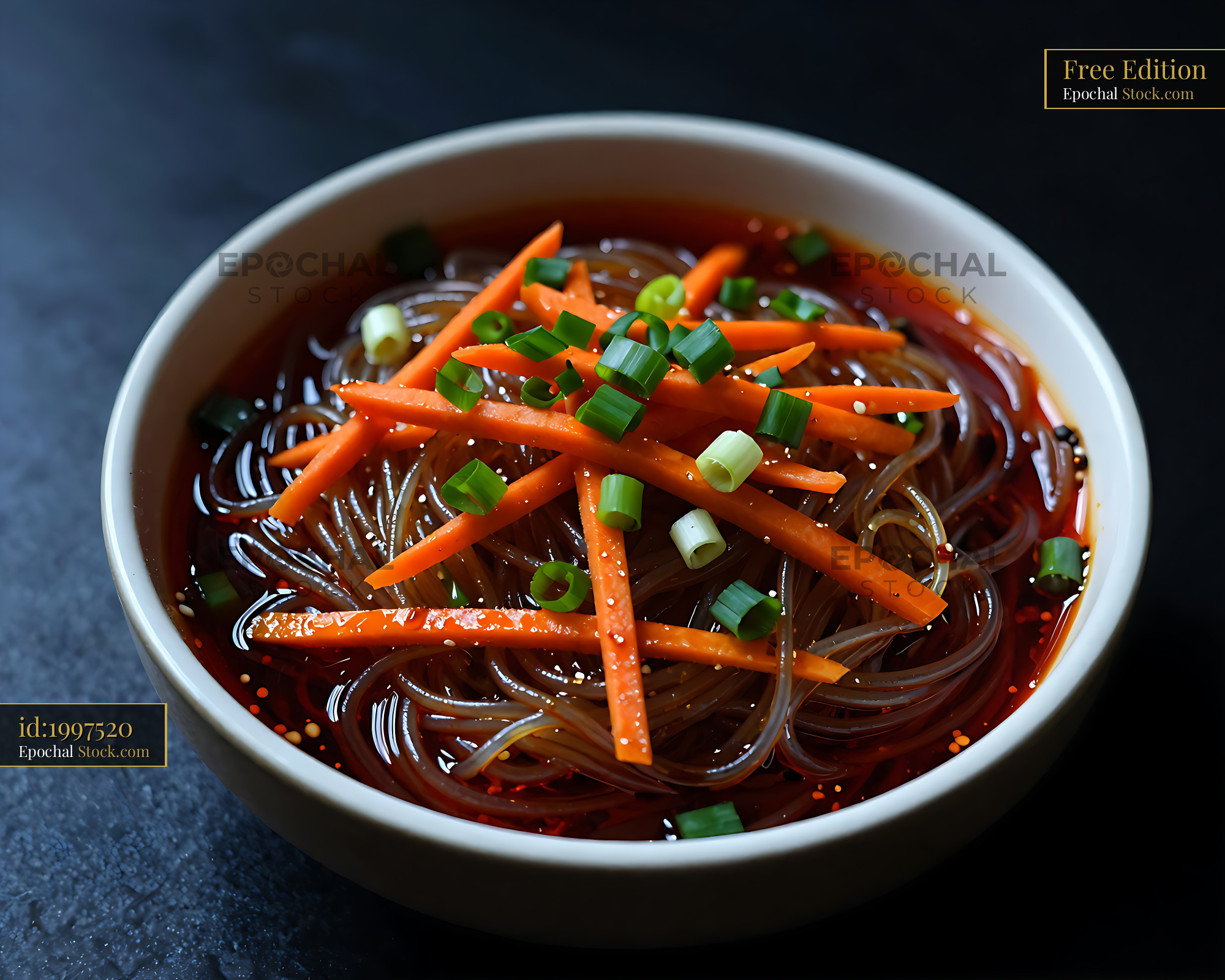 Sichuan Glass Noodle Salad with Carrots - stock photo
