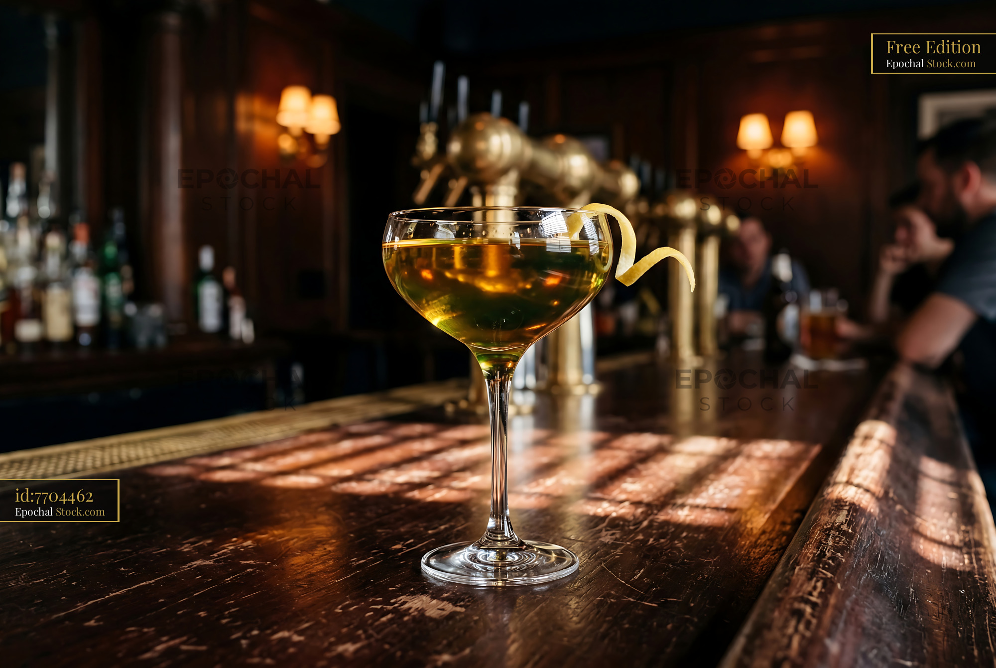 Tipperary Cocktail with Lemon Twist at Bar - stock photo